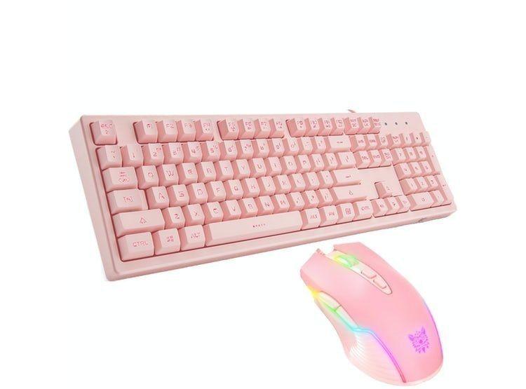 Kit Teclado Gamer G25 + Mouse Onikuma Cw905 Rosado-1