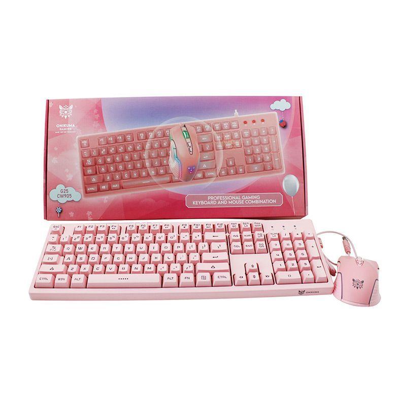 Kit Teclado Gamer G25 + Mouse Onikuma Cw905 Rosado-2