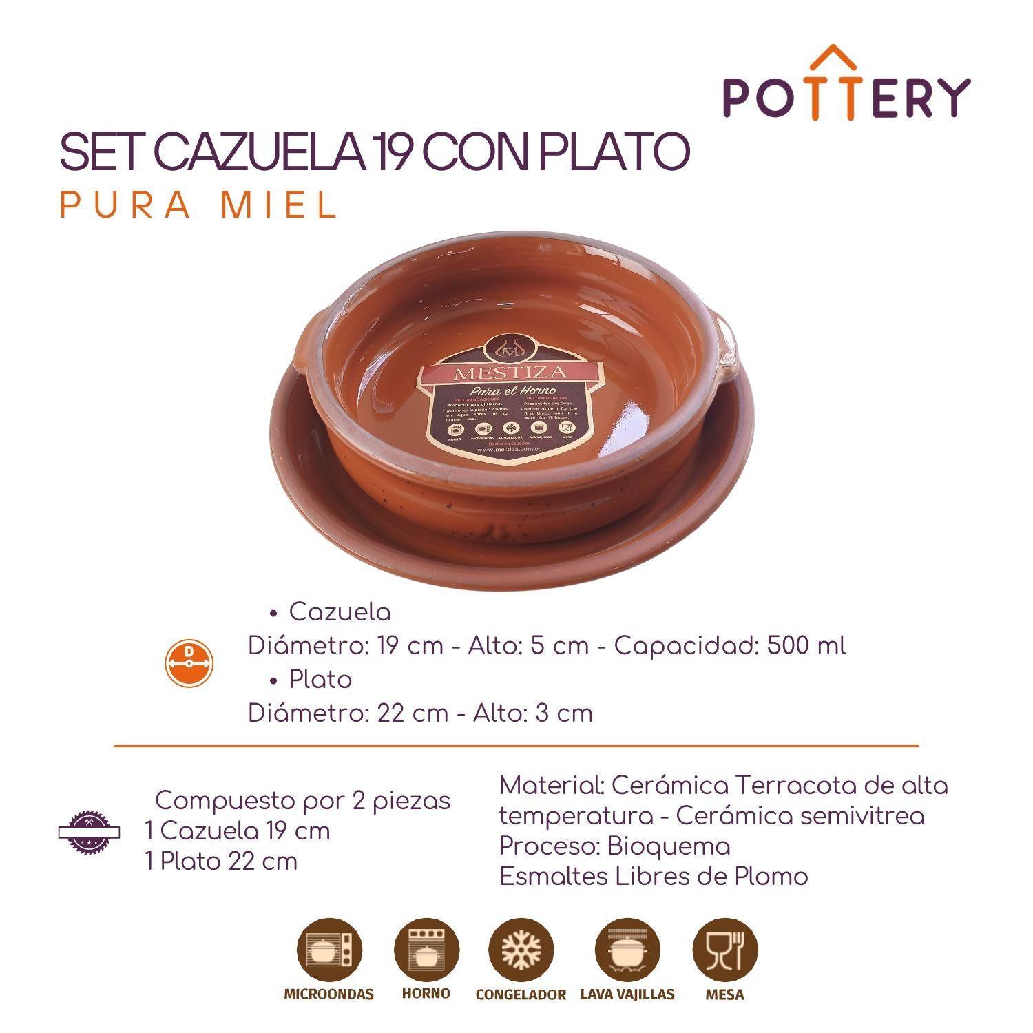 Set Cazuela 19 con Plato Pura Miel Mestiza-2