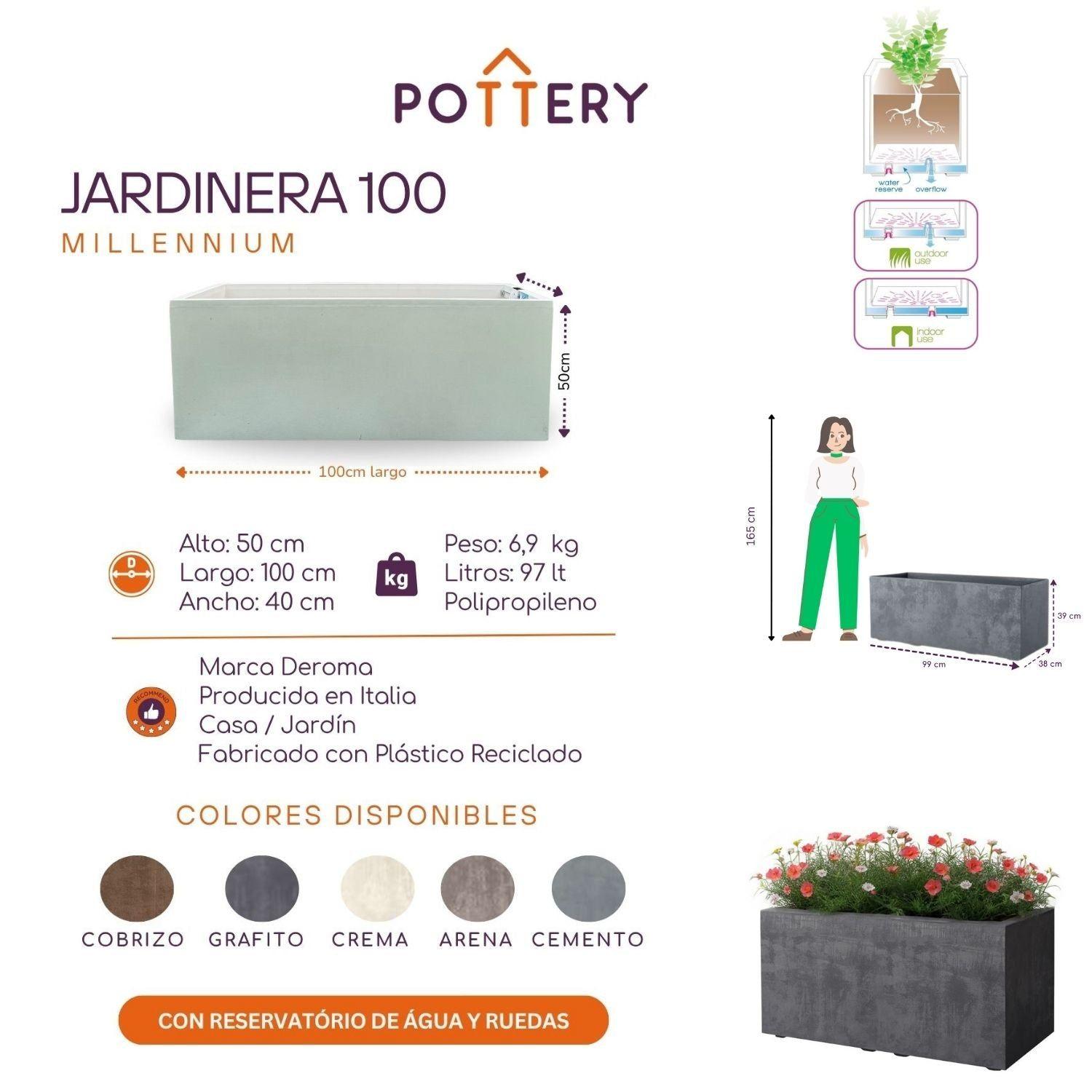 JARDINERA DEROMA 100X40cm GRAFITO-3