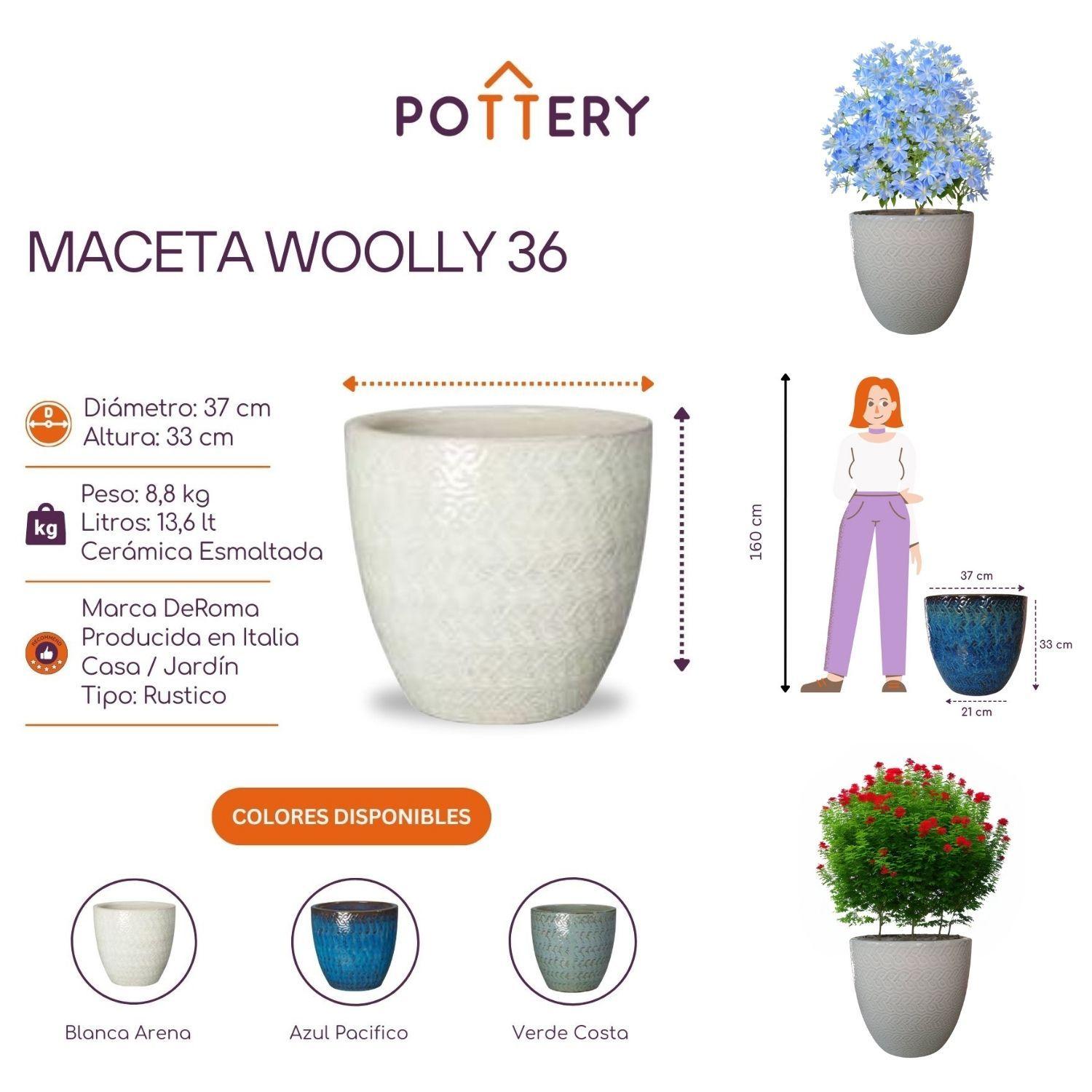 Maceta Woolly 36cm Blanca Arena Deroma-2