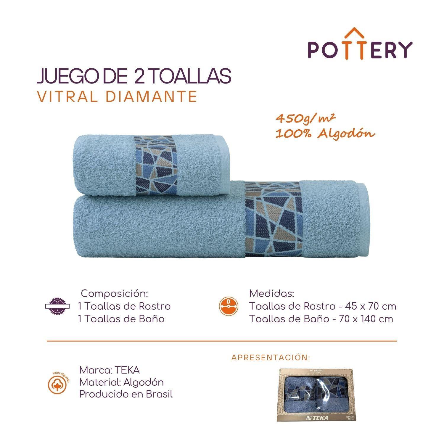 Juego de Toallas 2 Piezas DIAMANTE Vitral- 450 g/m² - 100% Alg-2