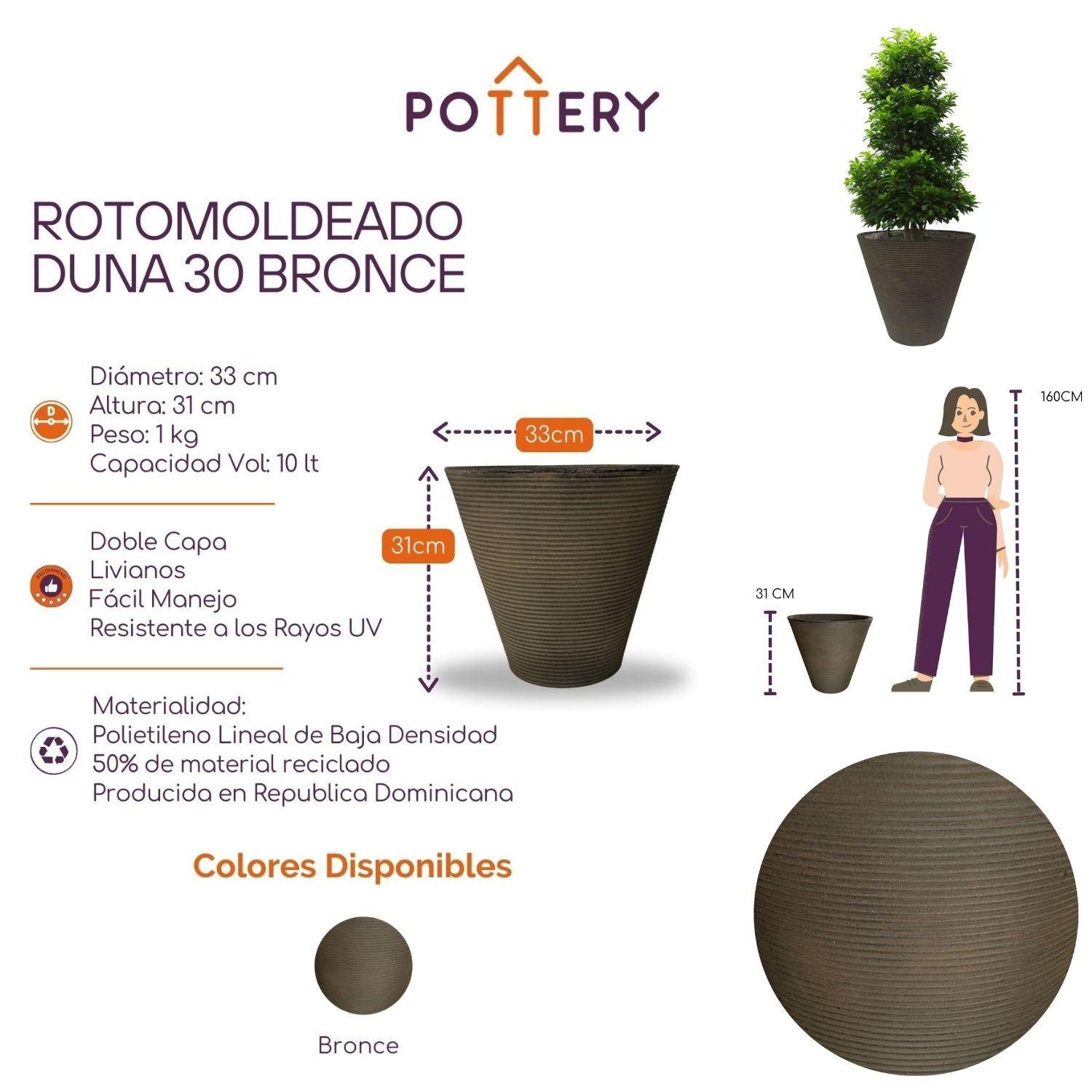 Macetero Grande Duna 30 Bronce-2