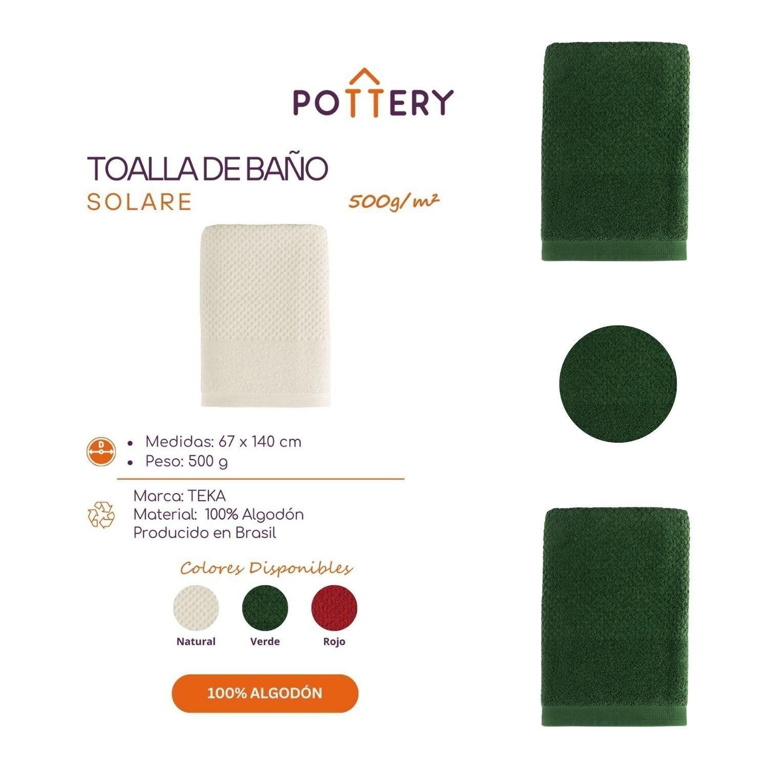 Toalla de Baño Solare Natural - 100% Algodón - 500g/m² - Teka-1
