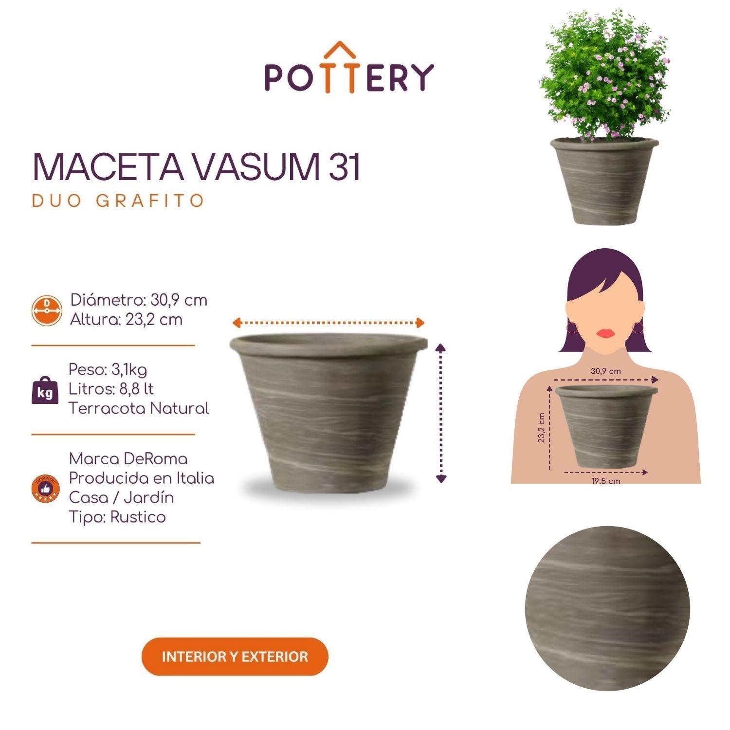 Maceta Vasum 31cm GrafitoDuo Deroma-2
