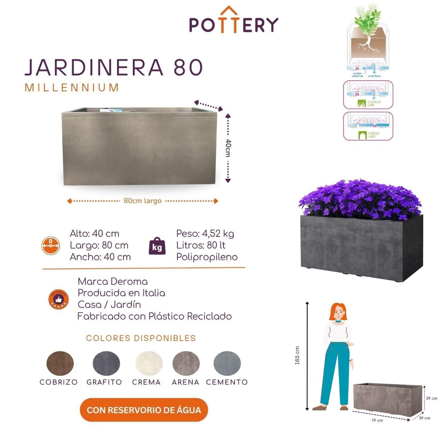 JARDINERA DEROMA 80X40cm GRAFITO-4