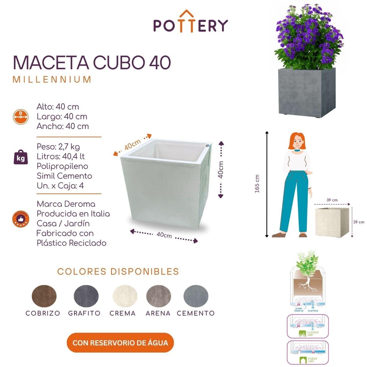 MACETA CUBO DEROMA 40X4Ocm CEMENTO-1