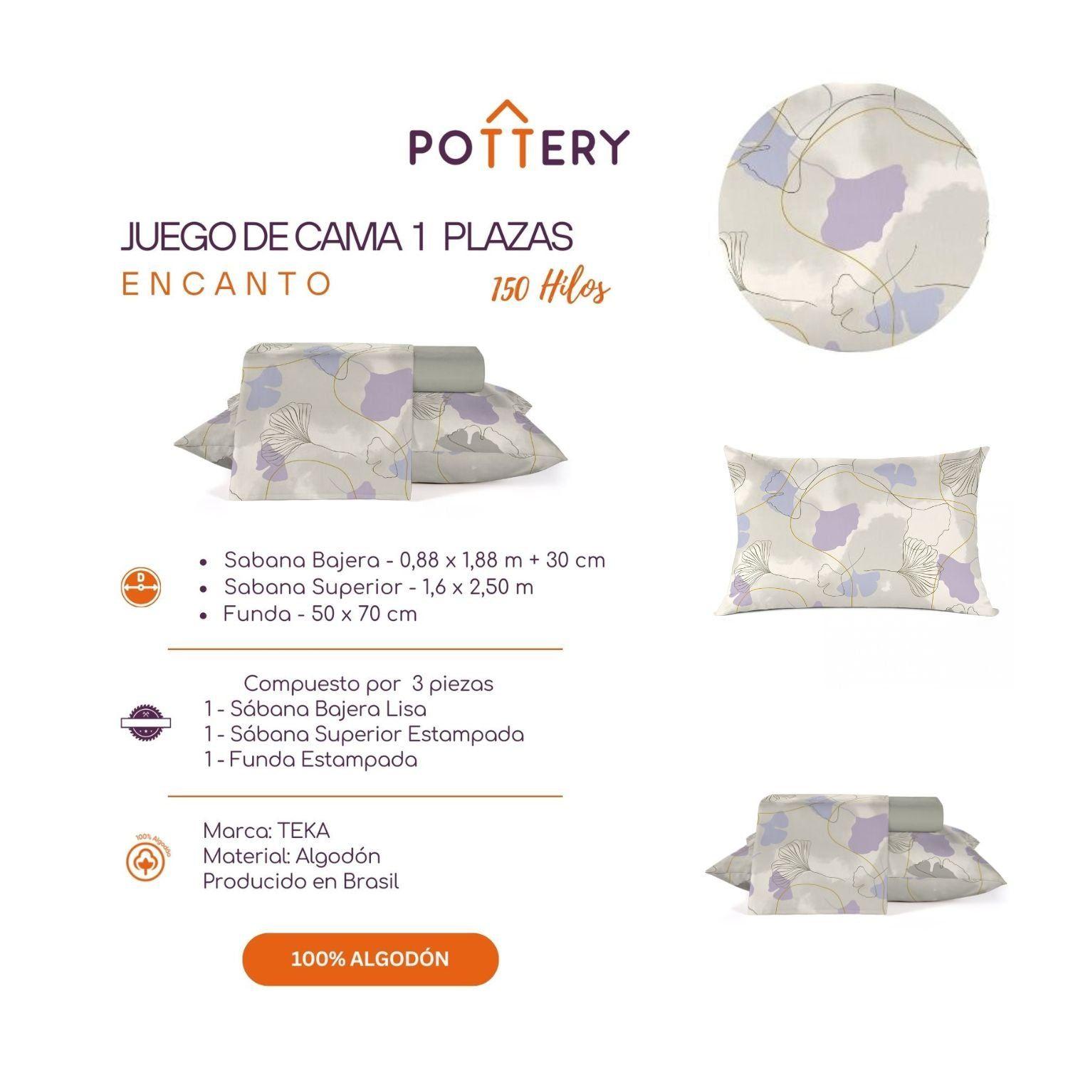 Juego de Sábanas 3 Piezas ENCANTO, 1 plazas - 150 hilos en 100% Algodón-2