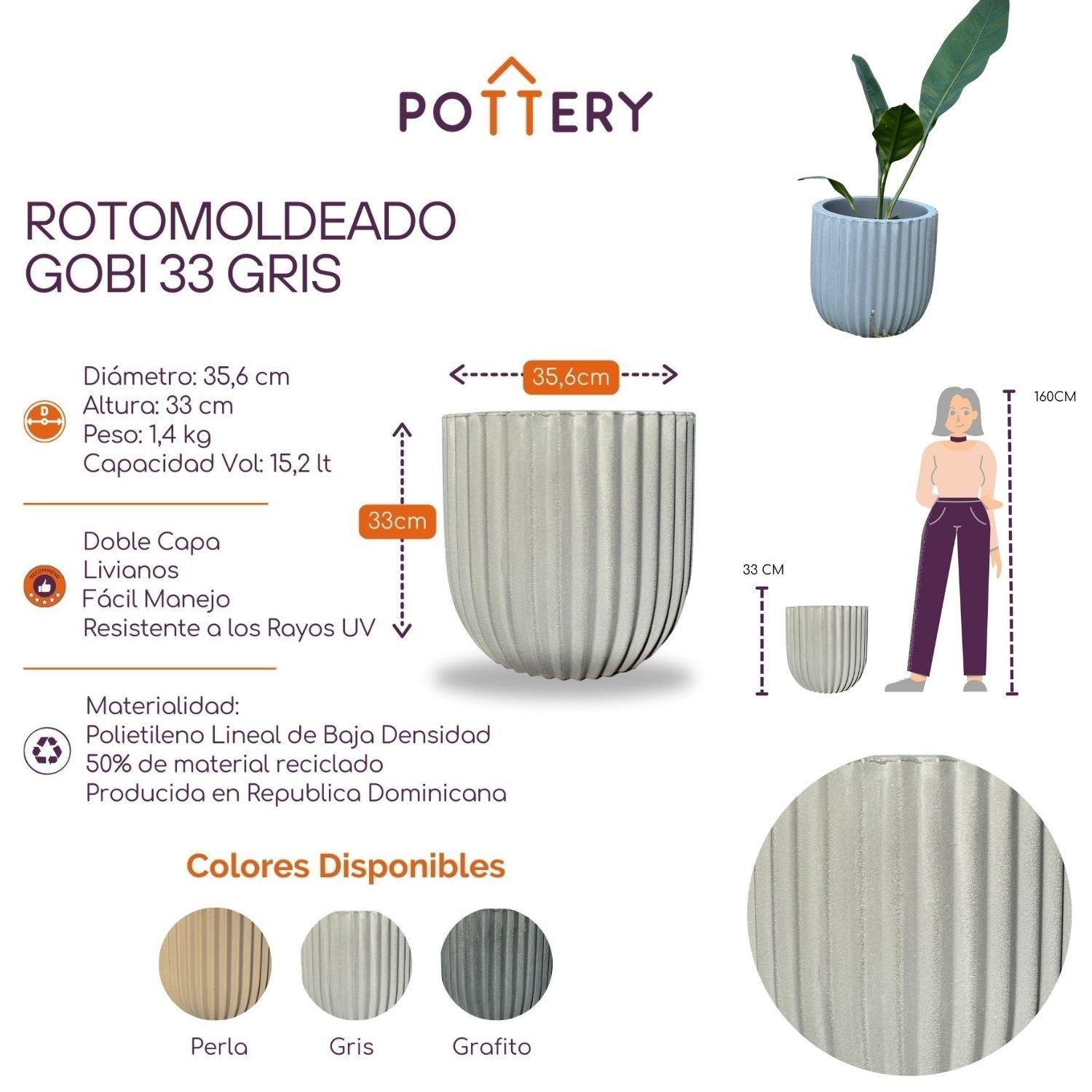Macetero Grande Gobi 33 Gris-2