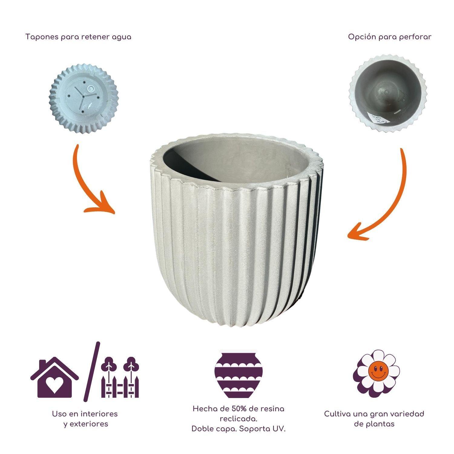 Macetero Grande Gobi 33 Gris-4