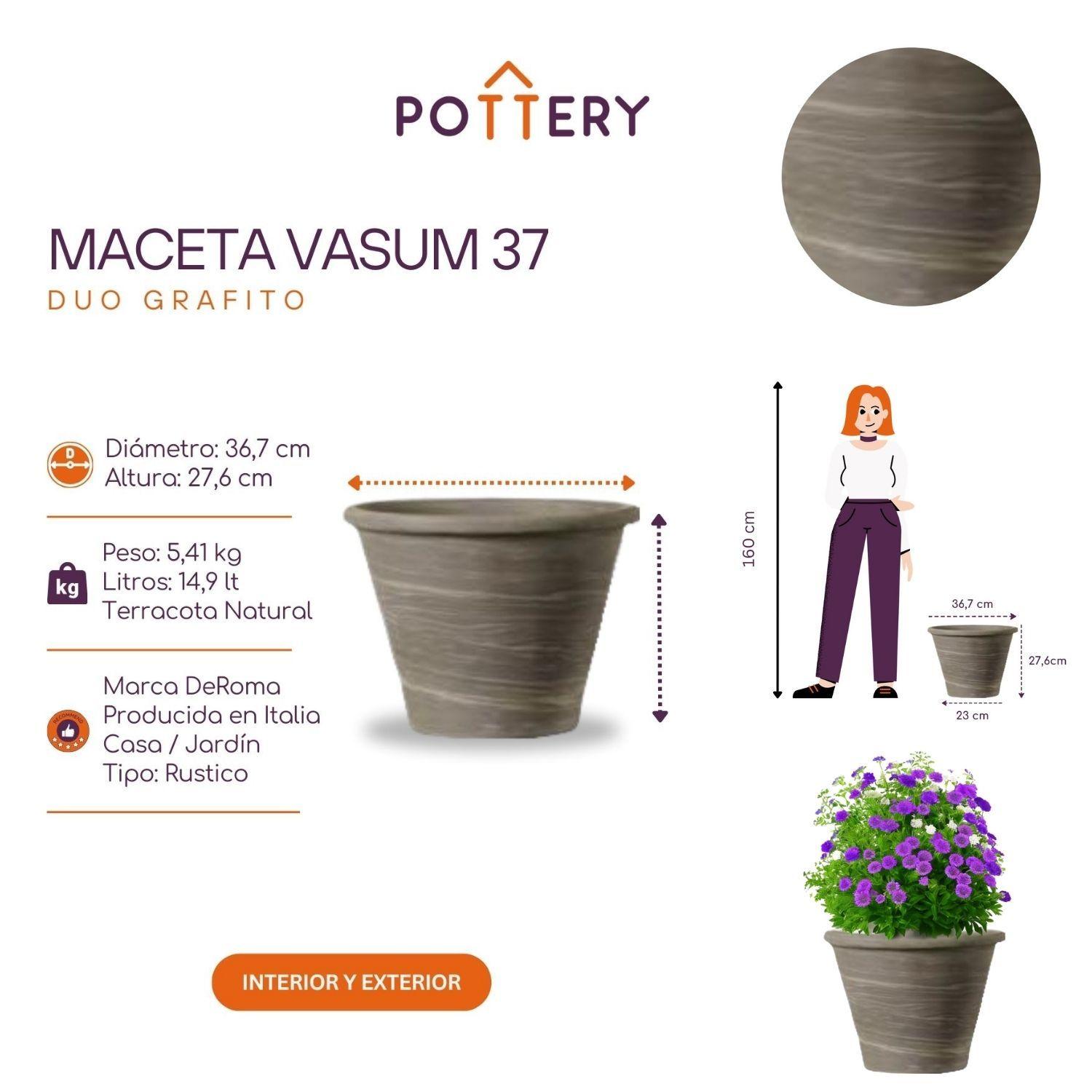 Maceta Vasum 37cm GrafitoDuo Deroma-2