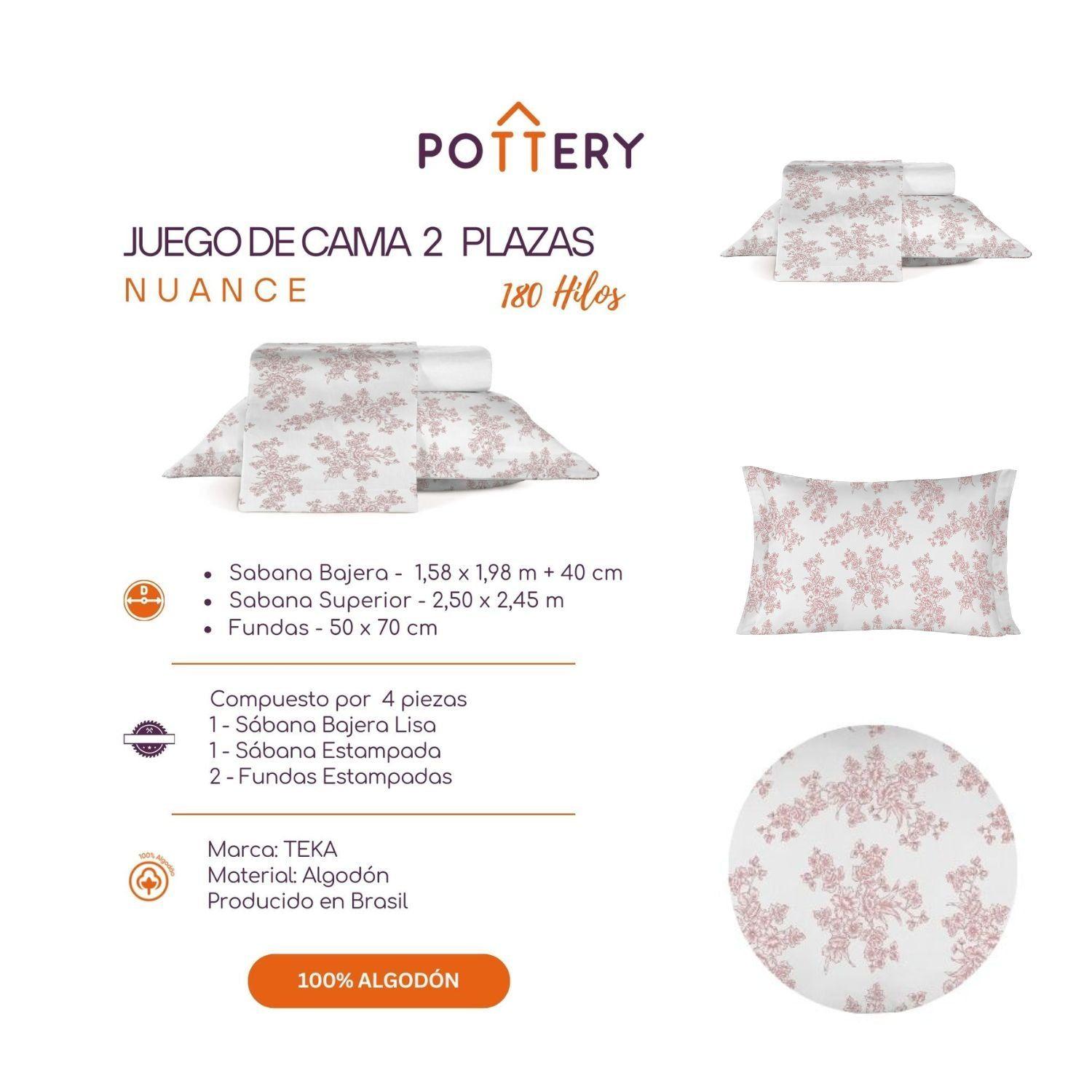 Juego de Sábanas 4 Piezas NUANCE, 2 plazas - 180 hilos en 100% Algodón-2