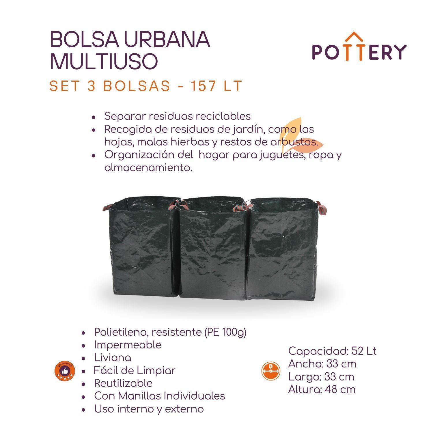 Set 3 Bolsas de Reciclaje Verde 157L-3