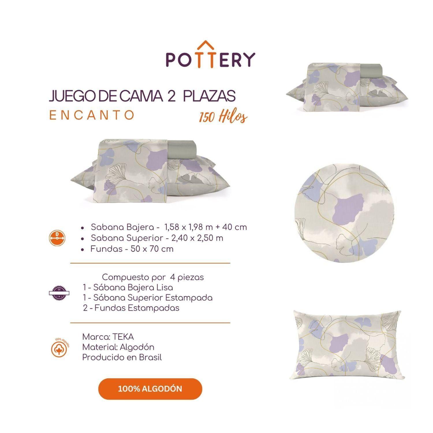 Juego de Sábanas 4 Piezas ENCANTO, 2 plazas - 150 hilos en 100% Algodón-2