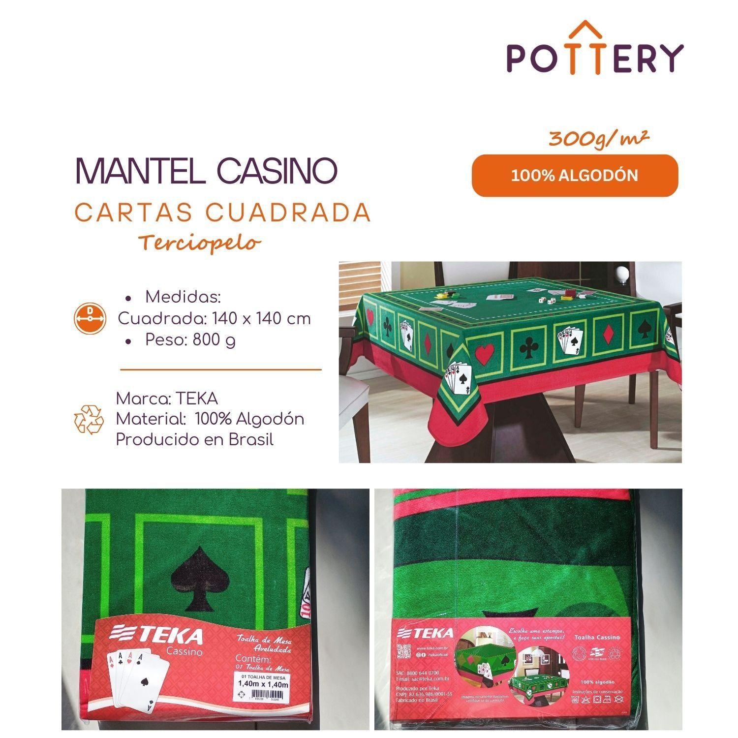 Mantel Cuadrada Casino Naipes - 100% Algodón Terciopelo - Teka-2