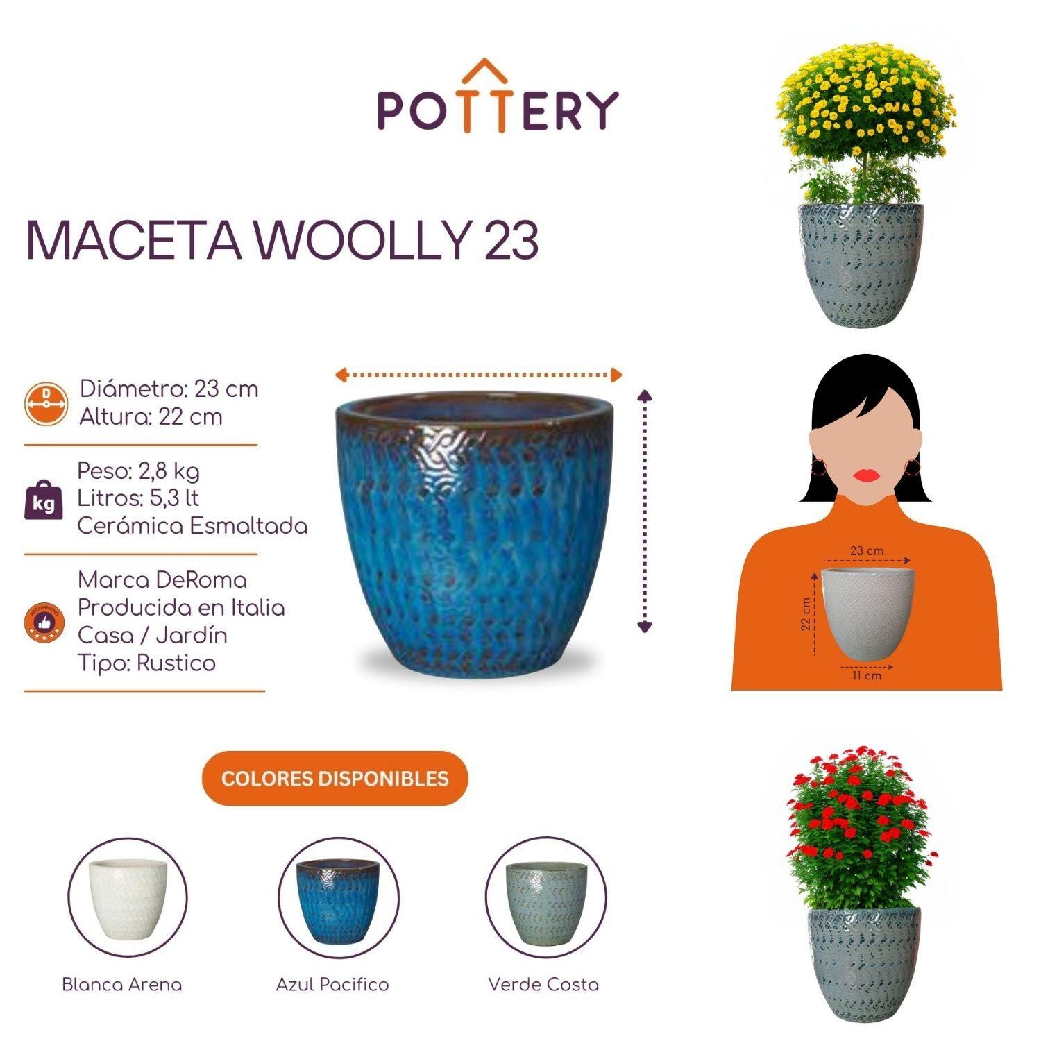 Maceta Woolly 23cm Verde Costa Deroma-2