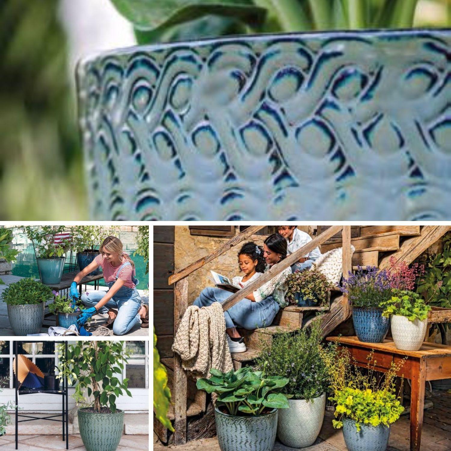 Maceta Woolly 23cm Verde Costa Deroma-3