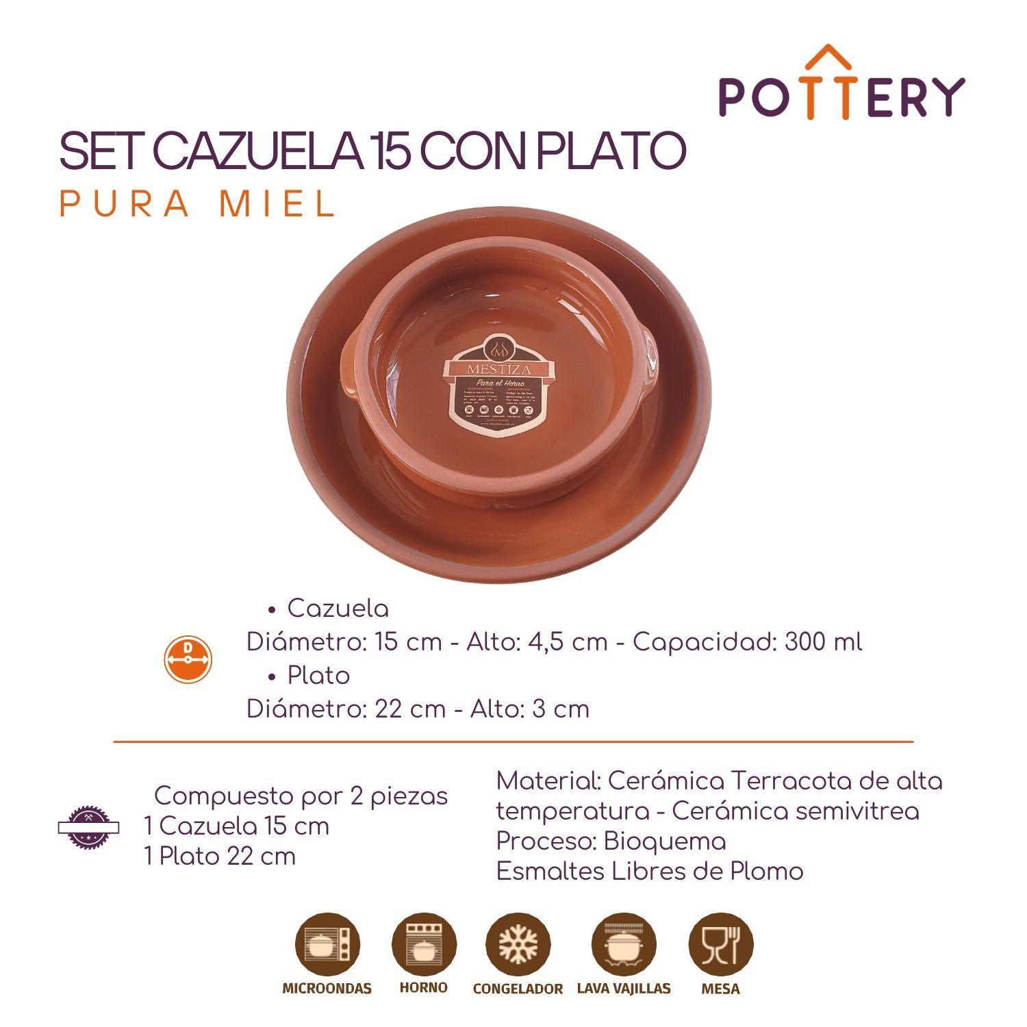 Set Cazuela 15 con Plato Pura Miel Mestiza-2