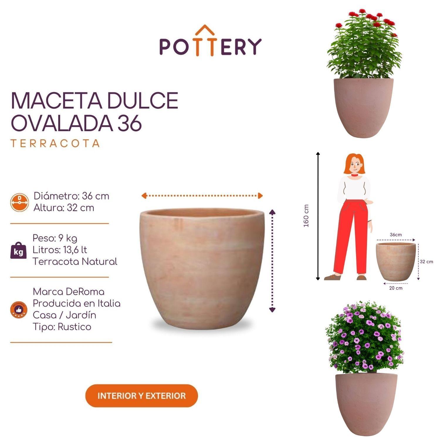 Maceta Dulce 36cm Terracota Ovalada Deroma-2