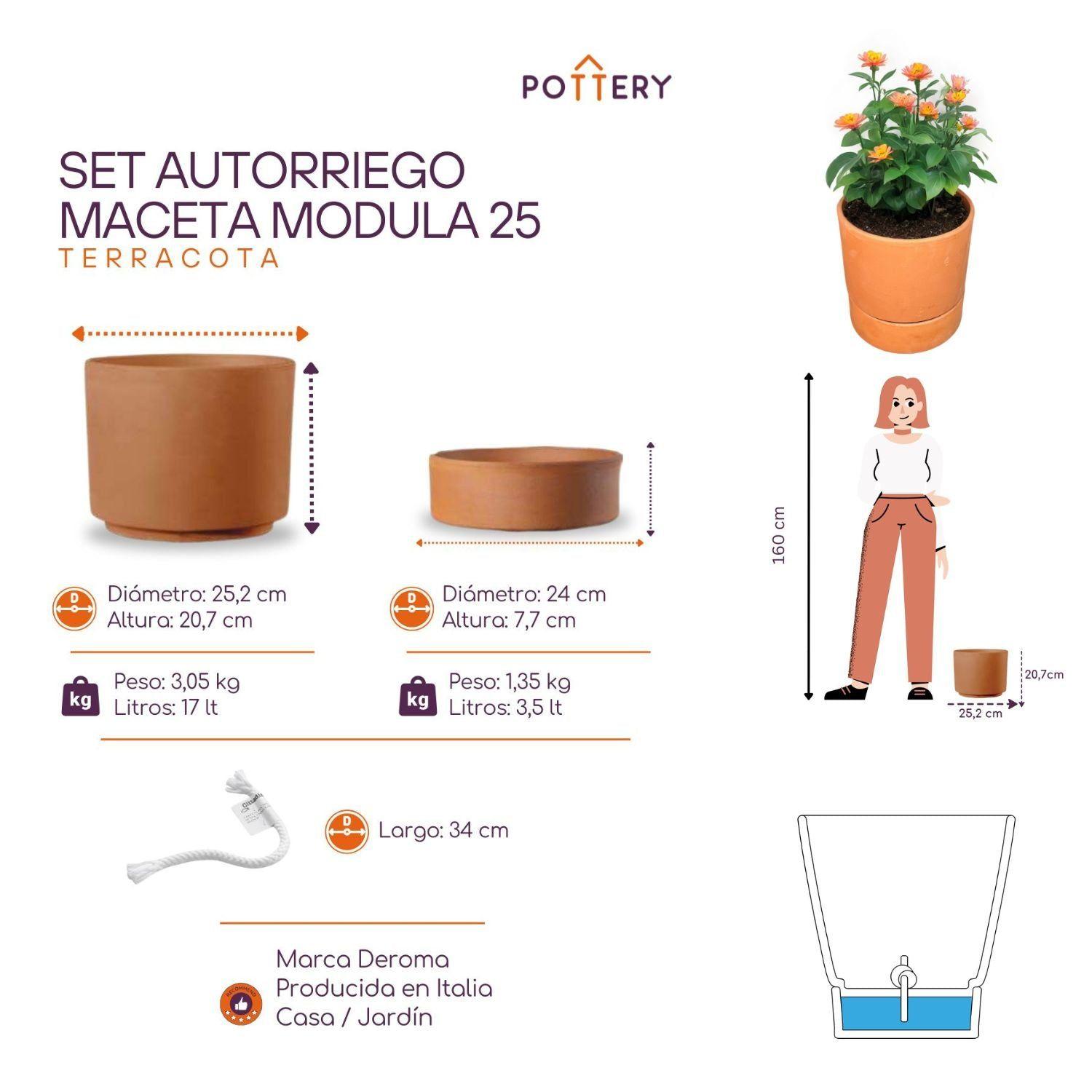 Maceta Autoriego Modula 25cm Terrarcilla-2