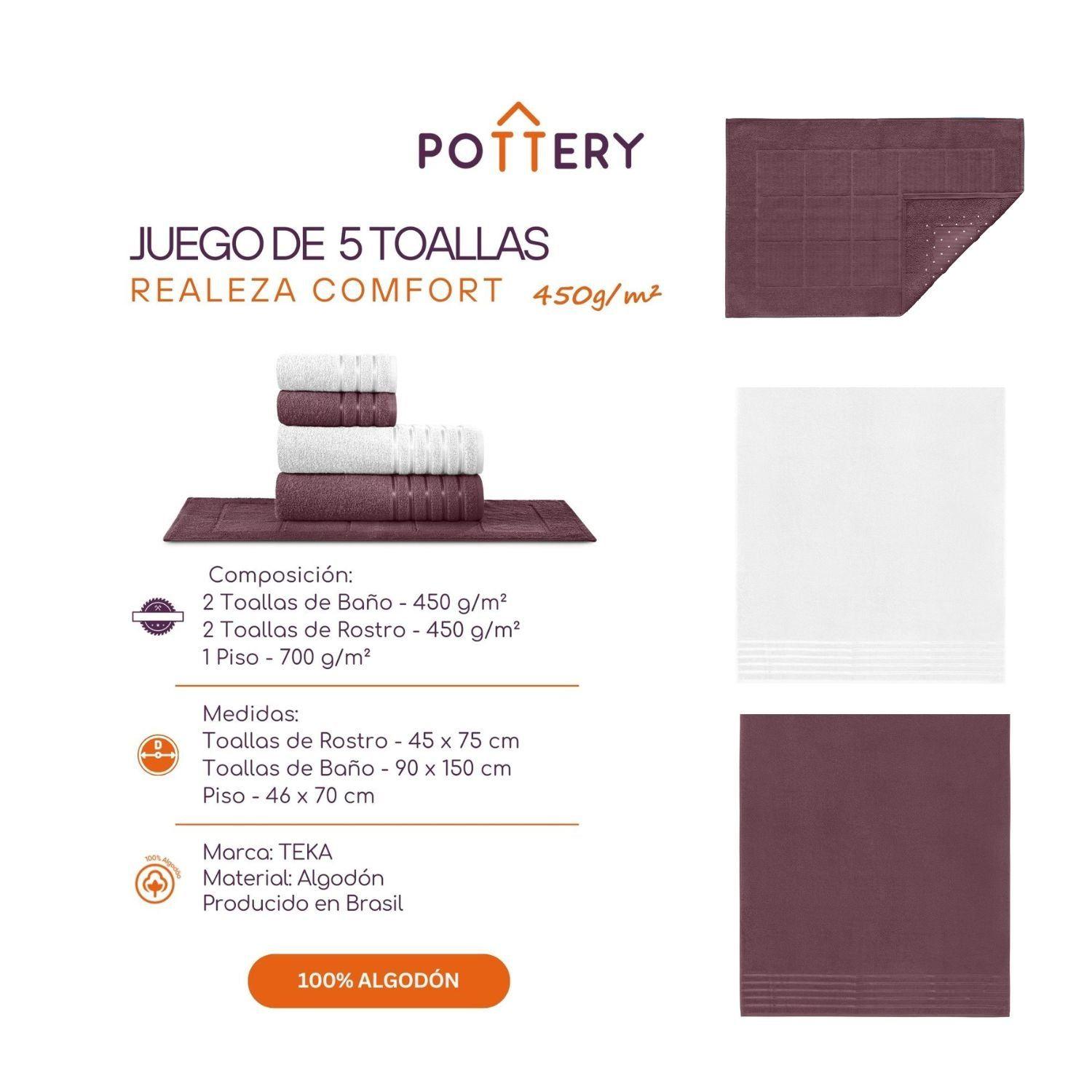 Juego de Toallas 5 Piezas COMFORT Realeza - 450 g/m² - 100% Alg-2