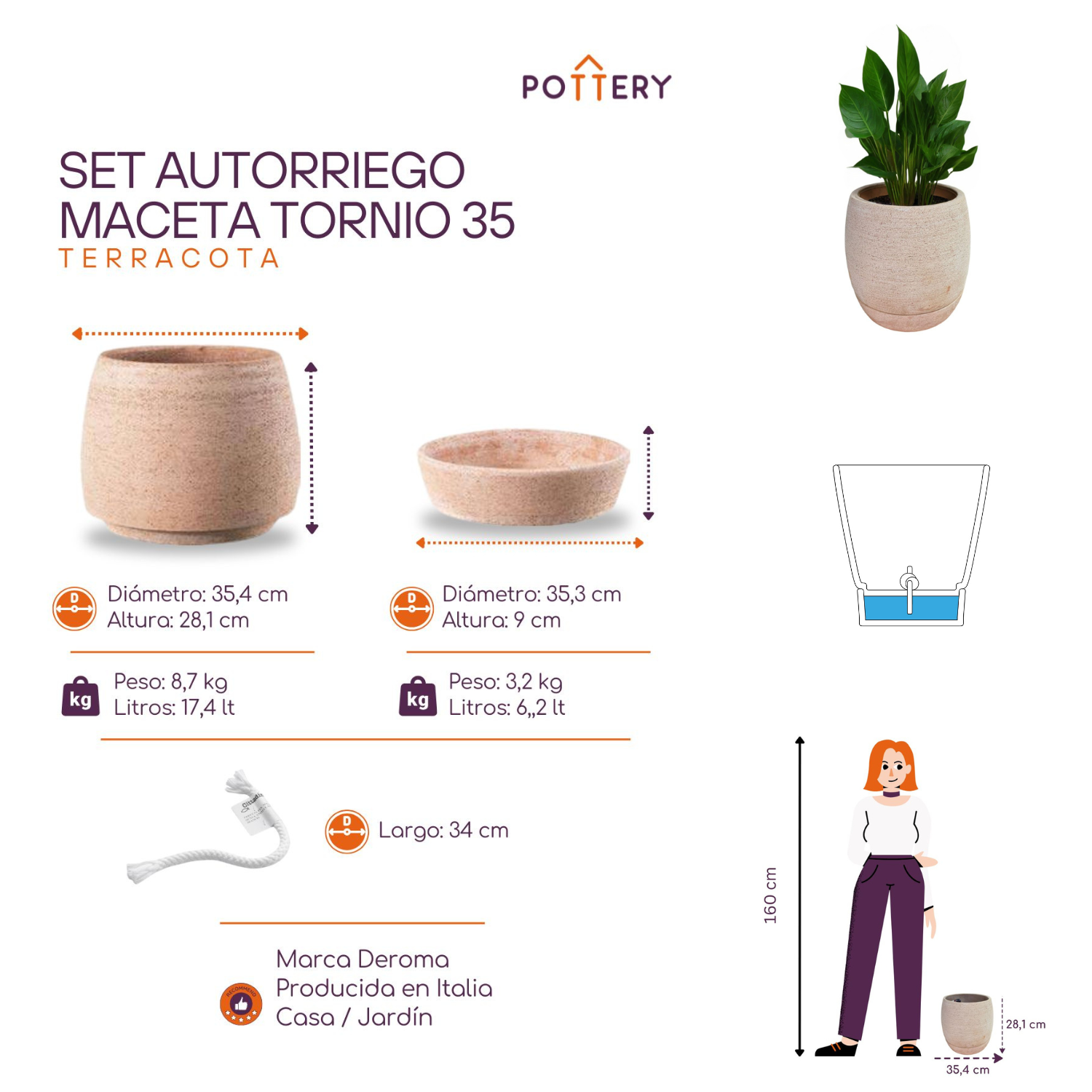 Maceta Autoriego Tornio 35cm Terrarcilla-3