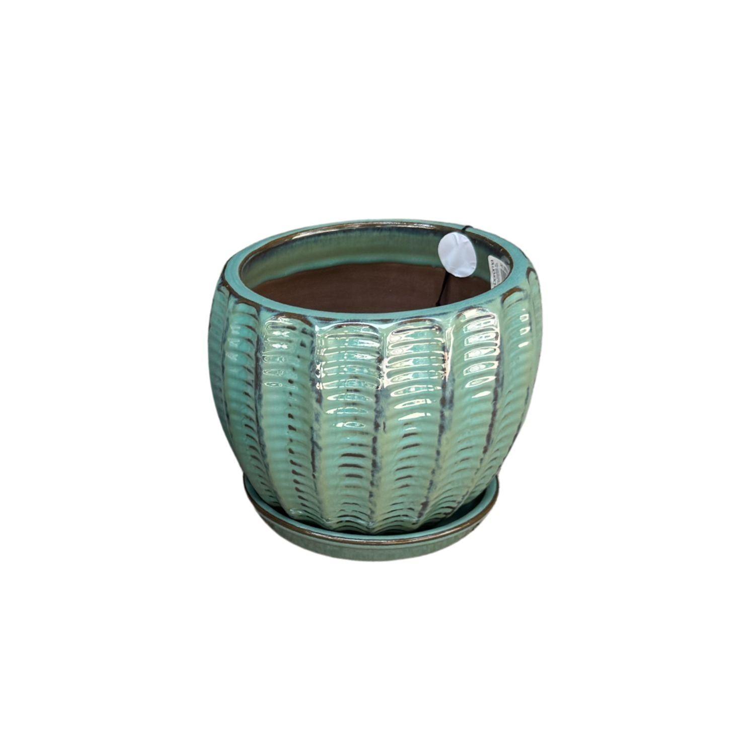 Maceta Hosse 20 Azul Capri con plato-0