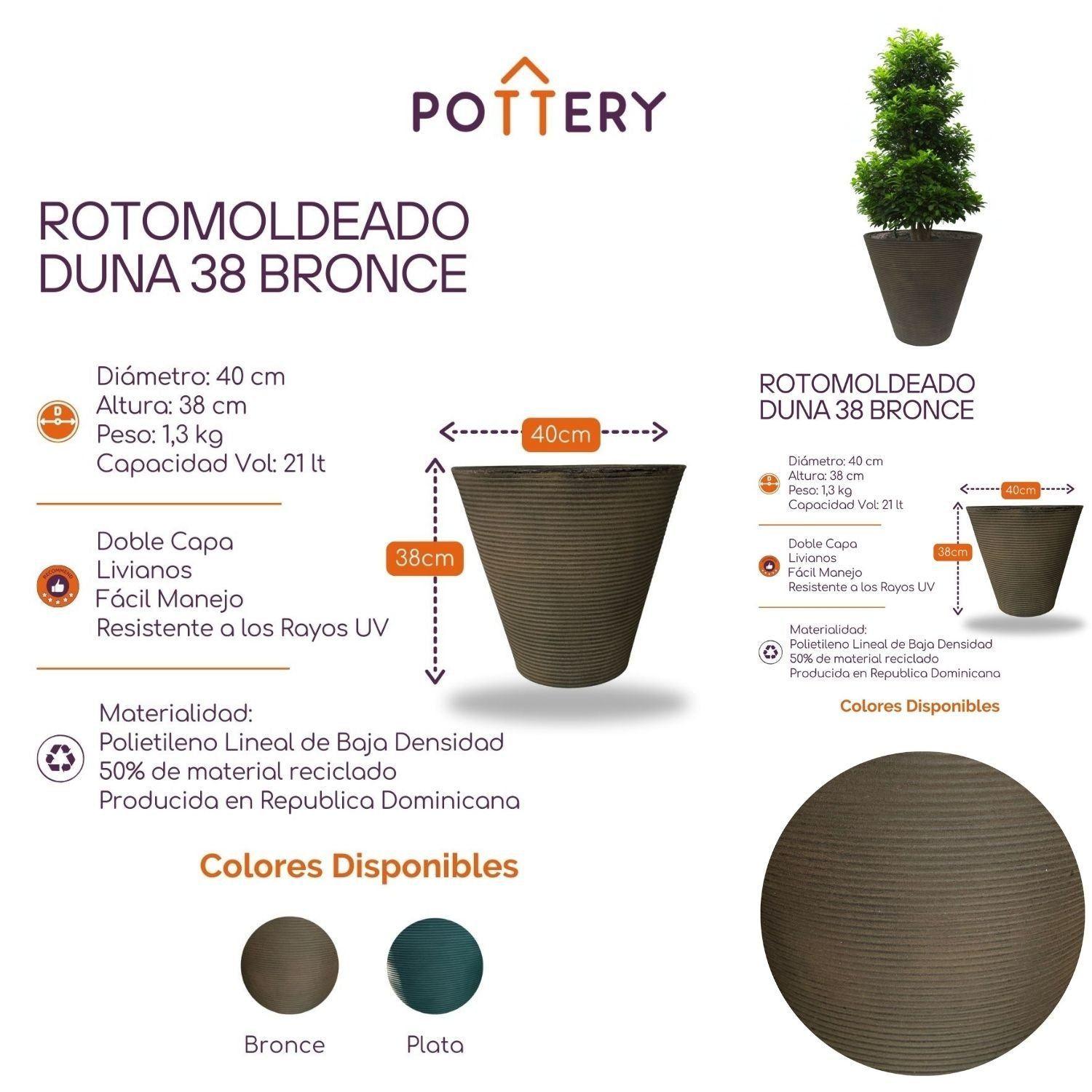 Macetero Grande Duna 38 Bronce-2