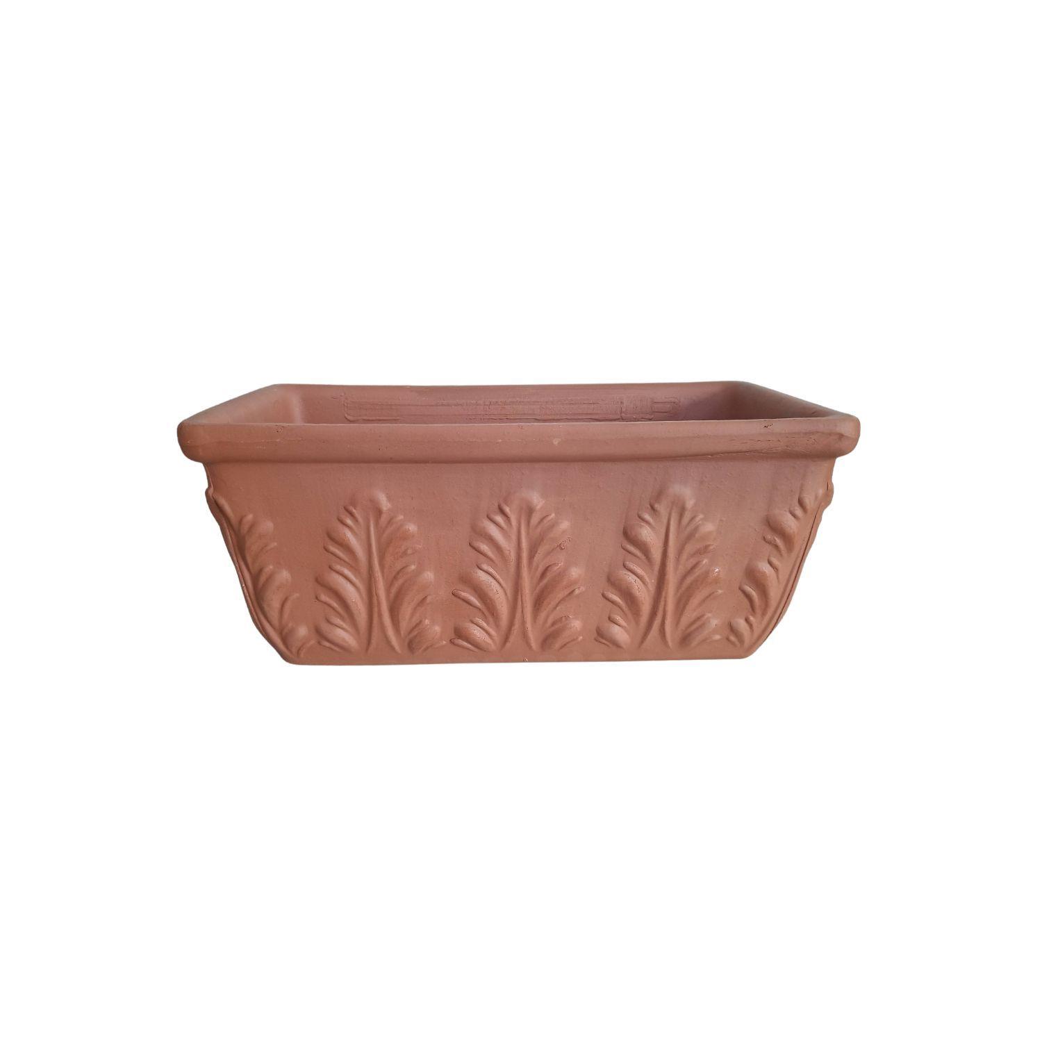 Jardinera Rectangular ROMANA Terracota con Relieve 32cm Deroma-1