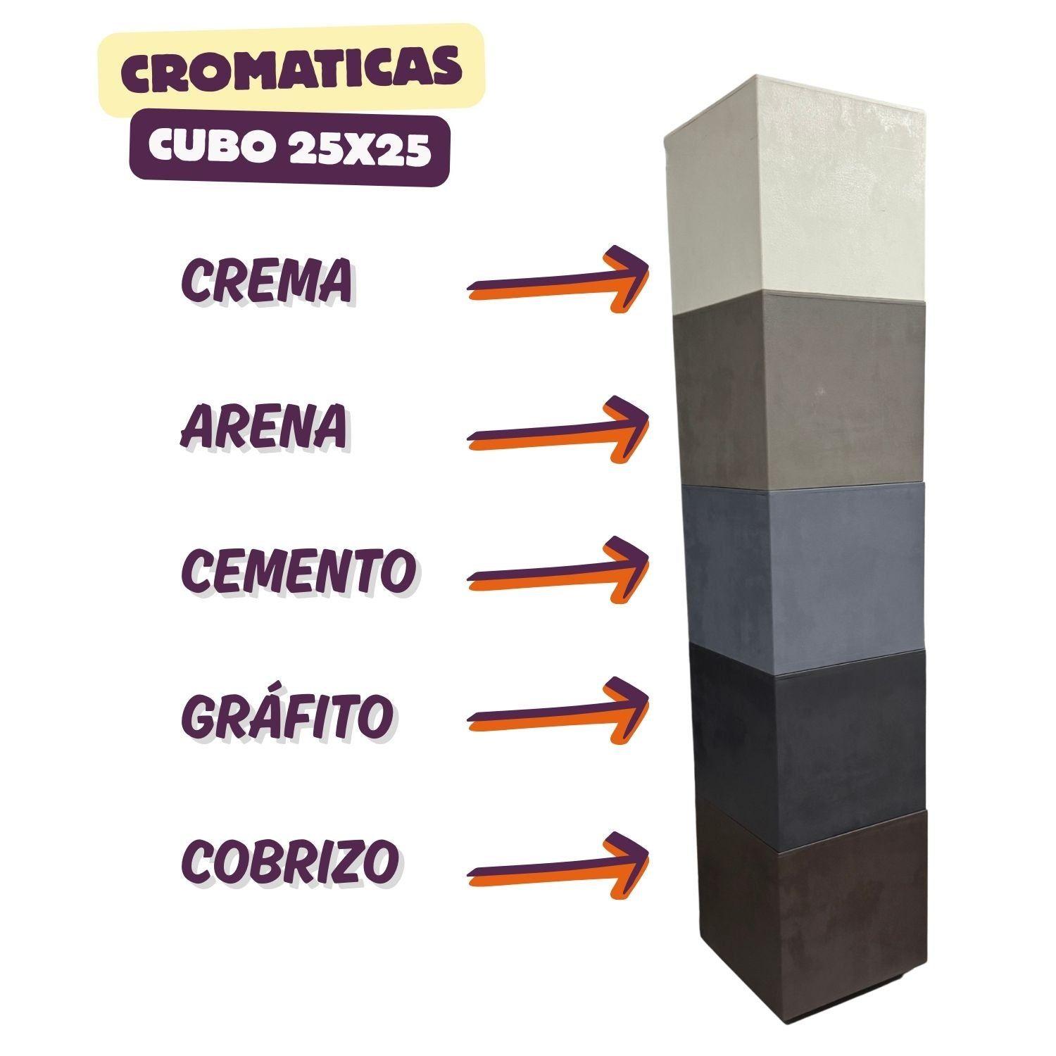 MACETA CUBO DEROMA 25X25cm COBRE-2