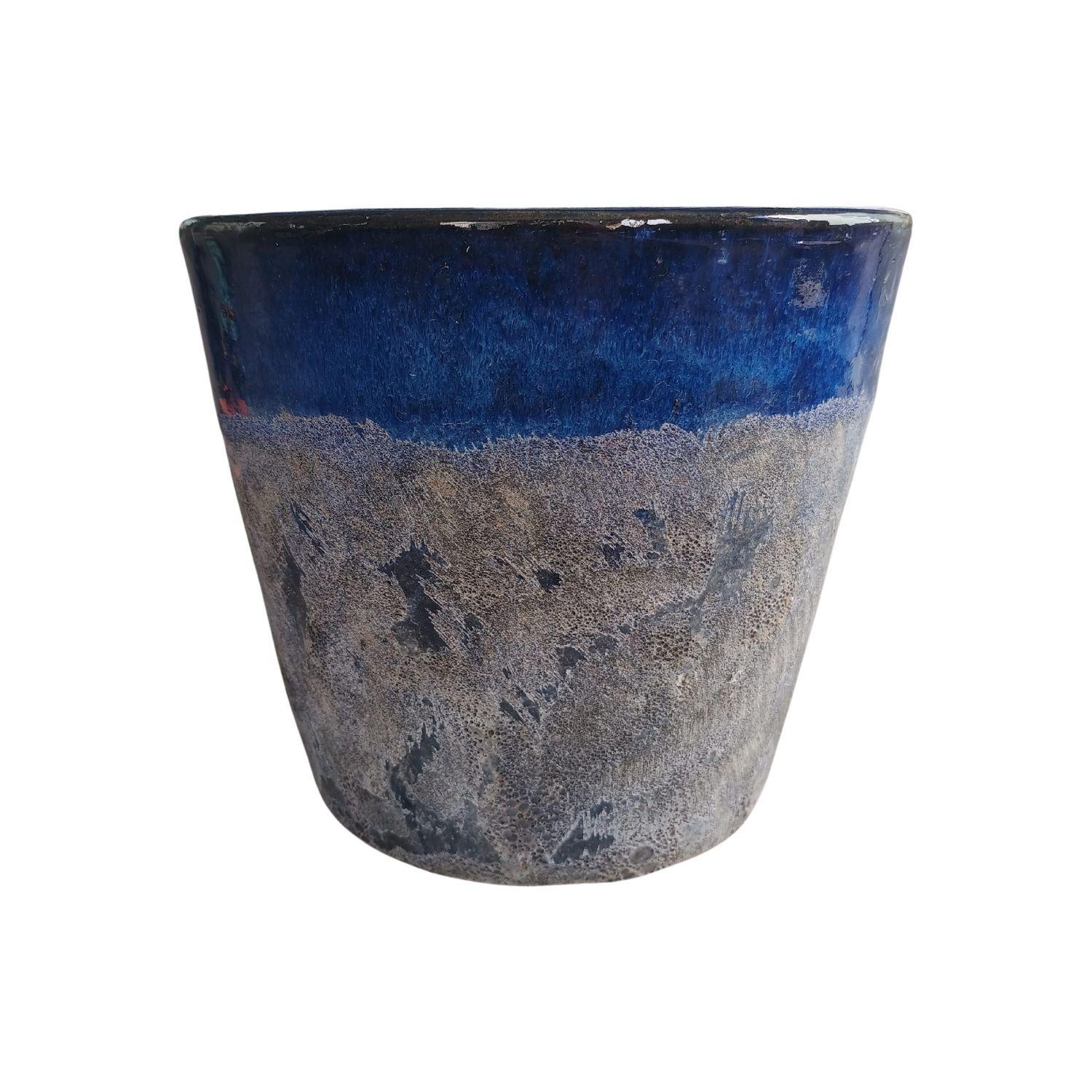 Maceta Seaside 28cm Cónica Azul Cerdeña Deroma-0