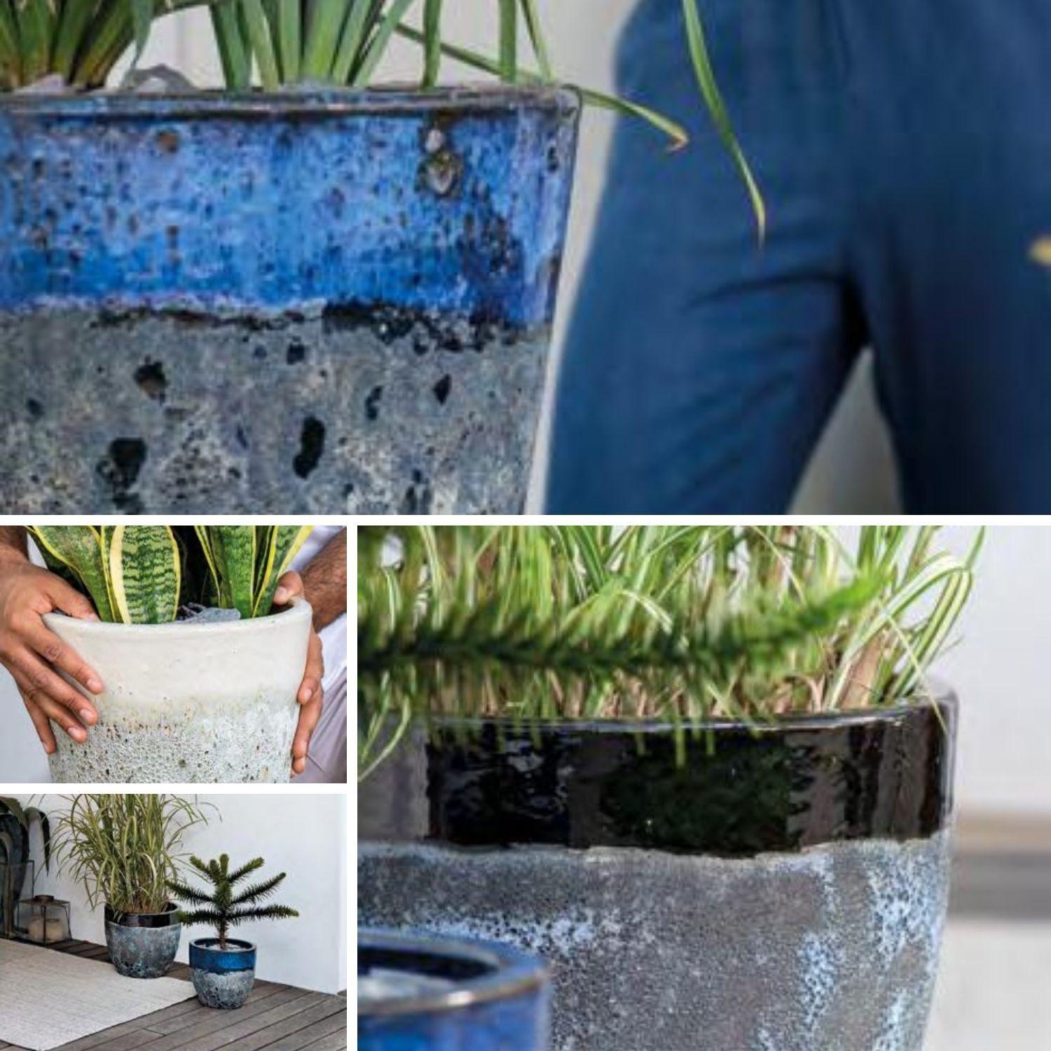 Maceta Seaside 28cm Cónica Azul Cerdeña Deroma-3