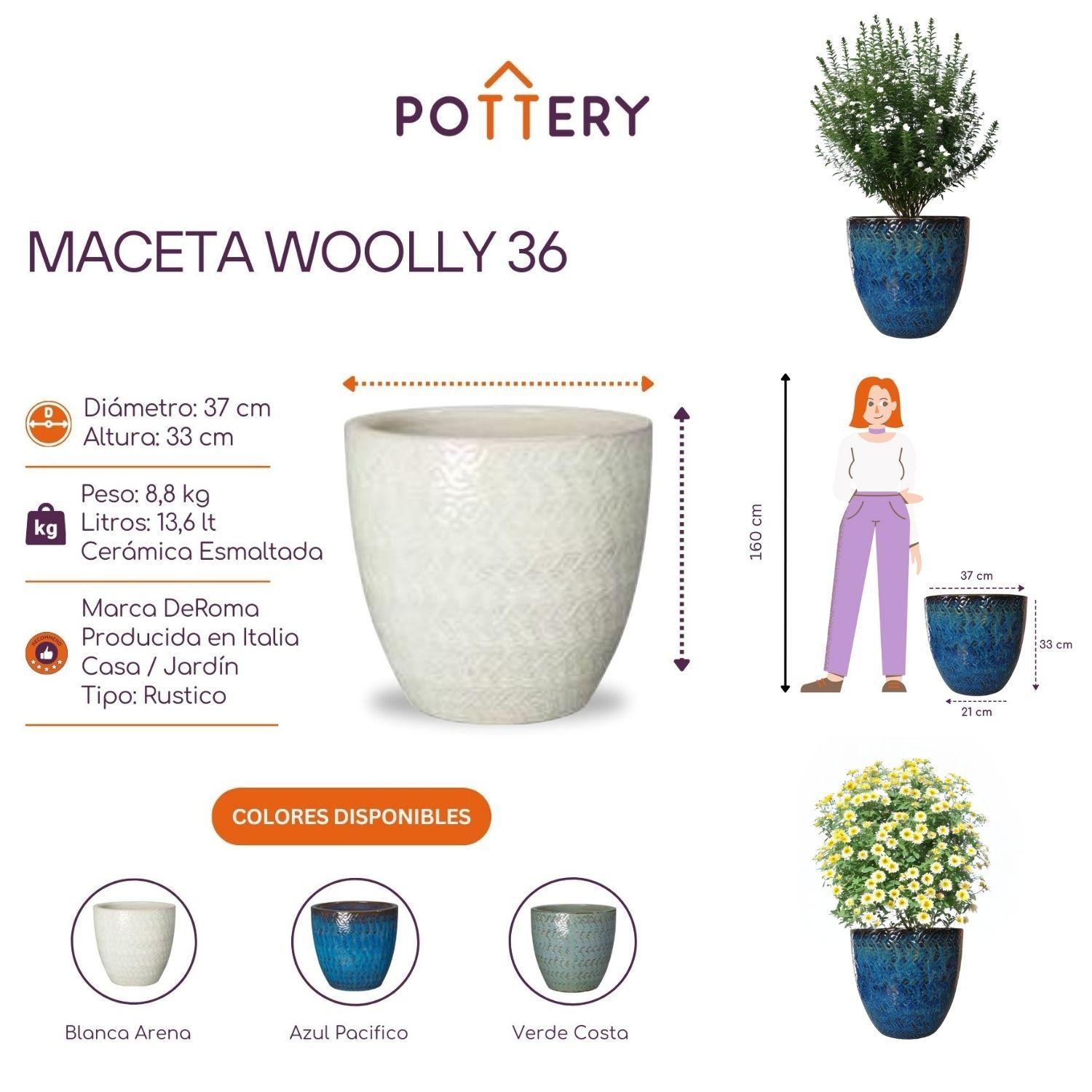 Maceta Woolly 36cm Azul Pacifico Deroma-2