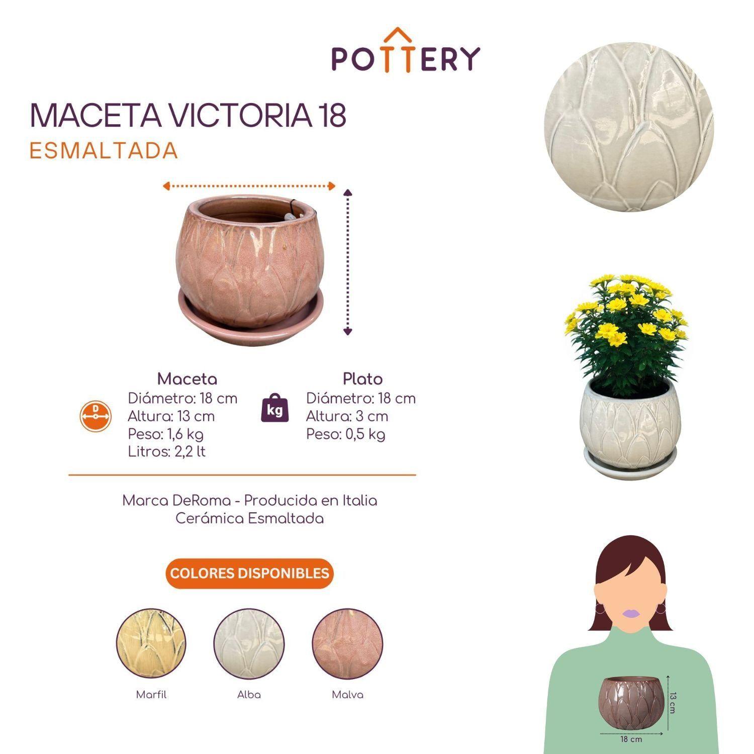 Maceta Victoria 18 Alba con plato-2