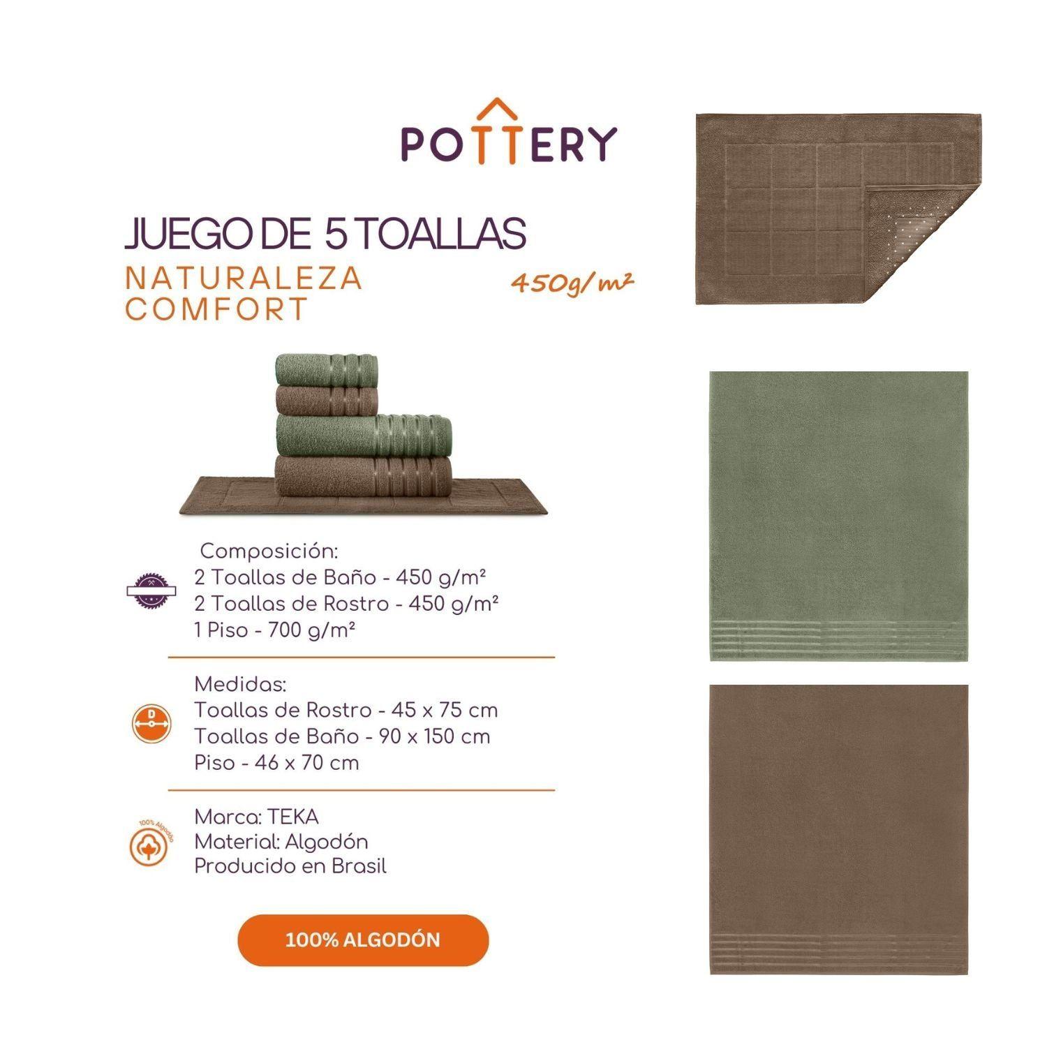Juego de Toallas 5 Piezas COMFORT Naturaleza - 450 g/m² - 100% Alg-2
