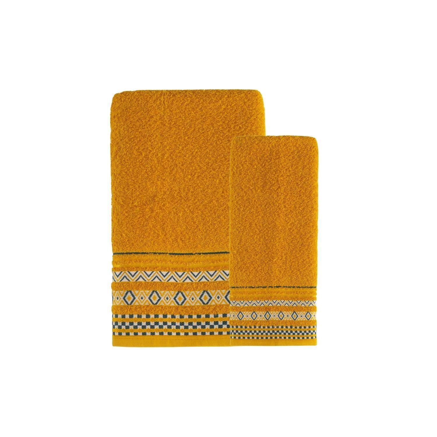 Juego de Toallas 2 Piezas Diamante Boho - 450 g/m² - Teka-0