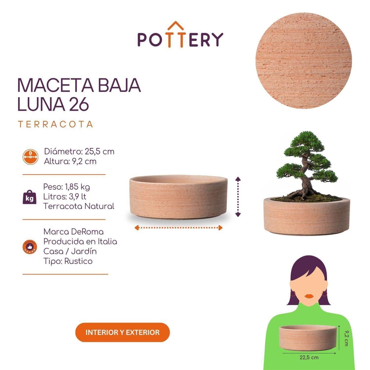 Maceta Luna Baja 26cm, terracota-2