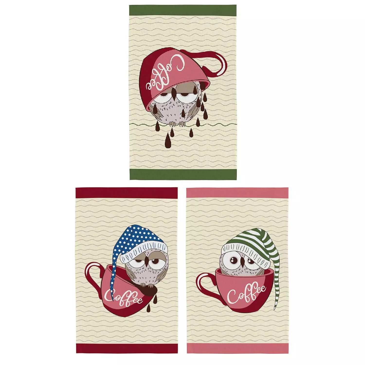 Set 3 Paños de Cocina Teka Basic Buho - 40x65 cm-0