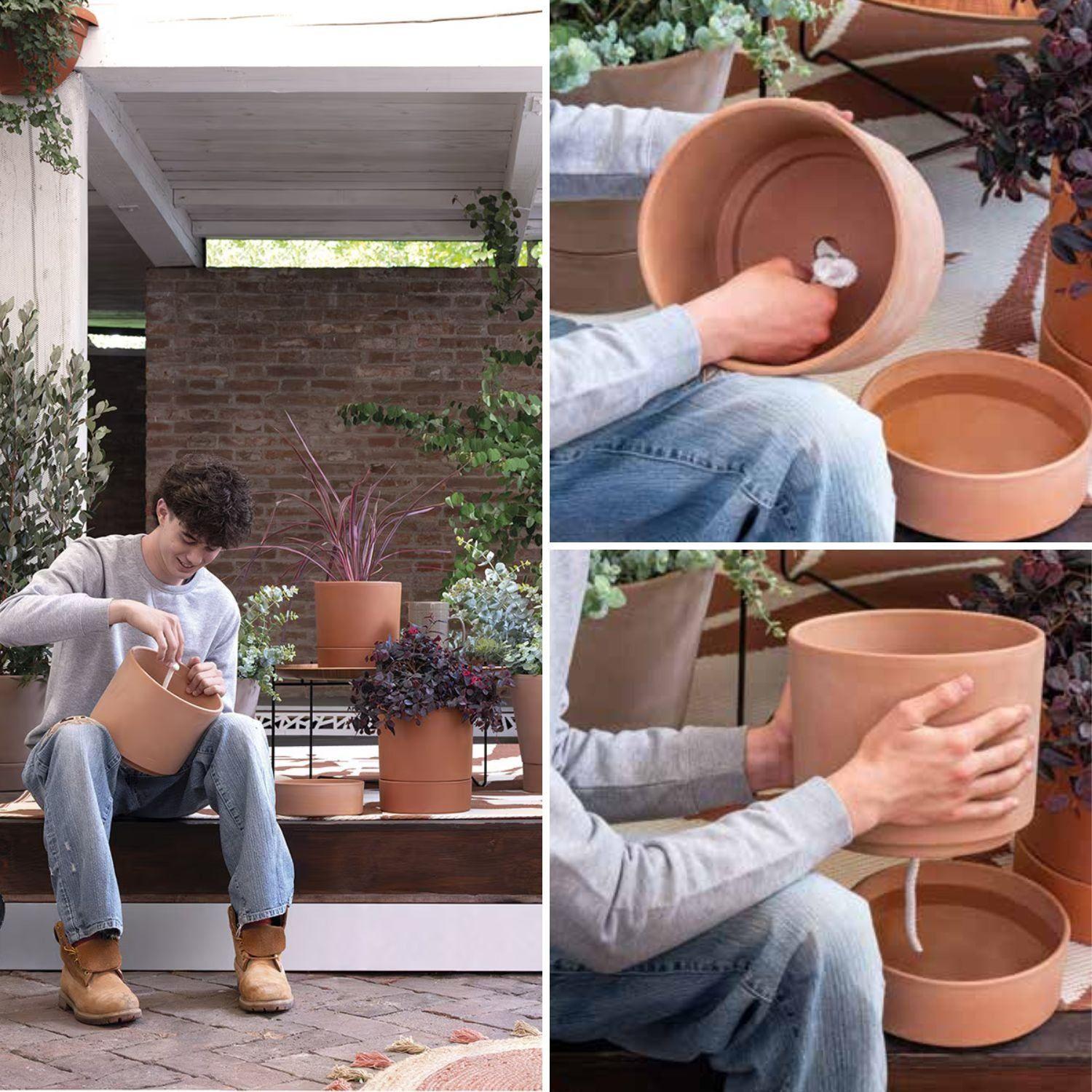 Maceta Autoriego Modula 25cm Terracota-3