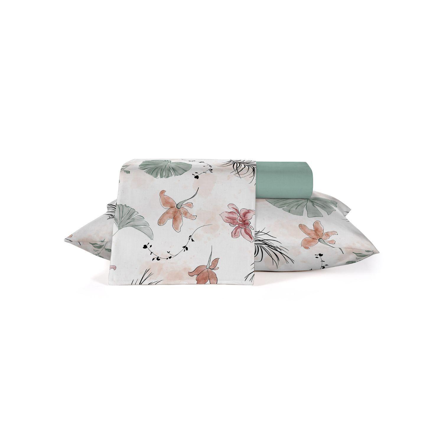 Juego de Sábanas 3 Piezas Diamante TROPICAL, 1 plaza - 150 hilos en 100% Algodón-0