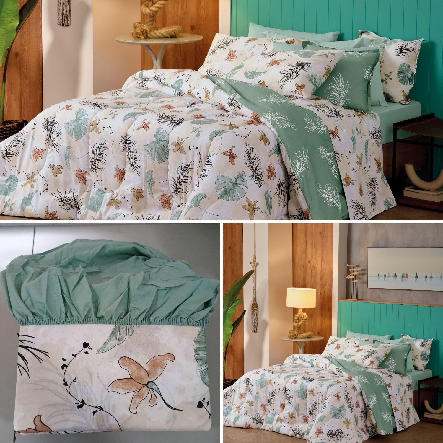 Juego de Sábanas 3 Piezas Diamante TROPICAL, 1 plaza - 150 hilos en 100% Algodón-1