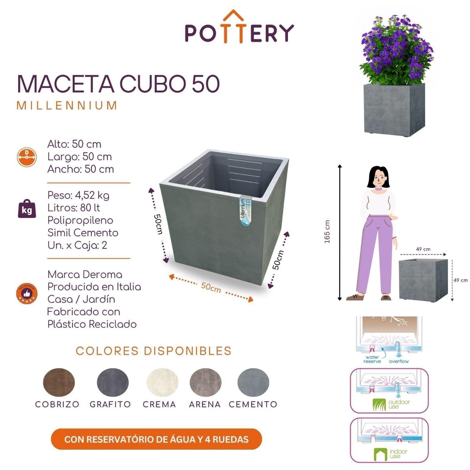 MACETA CUBO DEROMA 50X50cm CEMENTO-2