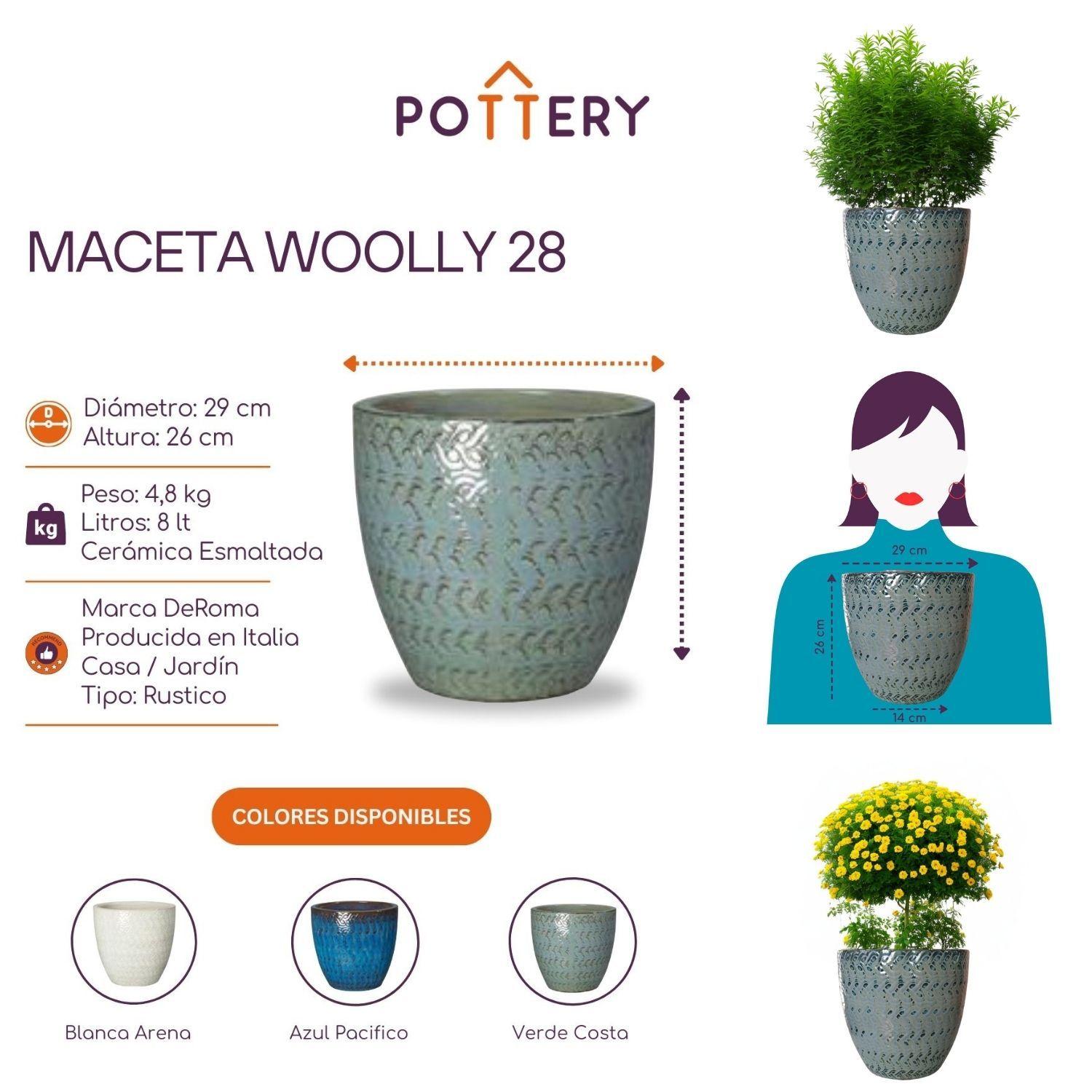Maceta Woolly 28cm Verde Costa Deroma-2
