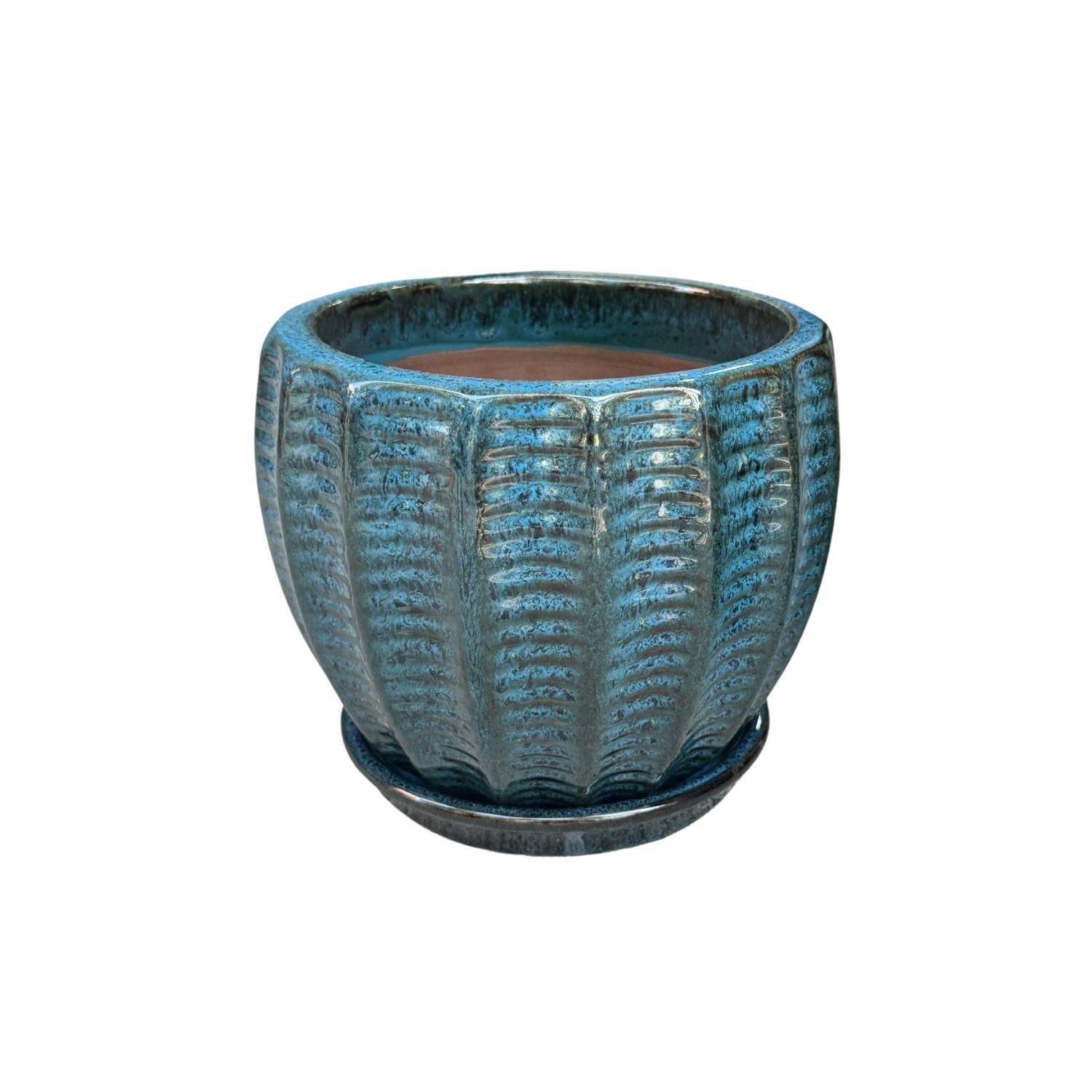 Maceta Hosse 37 Azul Pacifico con plato-0