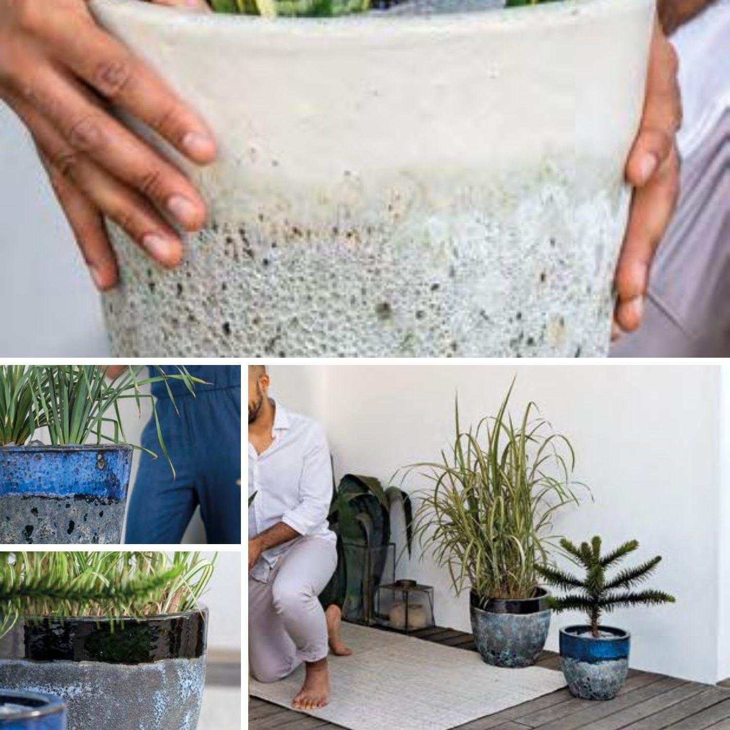 Maceta Seaside 36cm Cónica Blanco Tropea Deroma-3