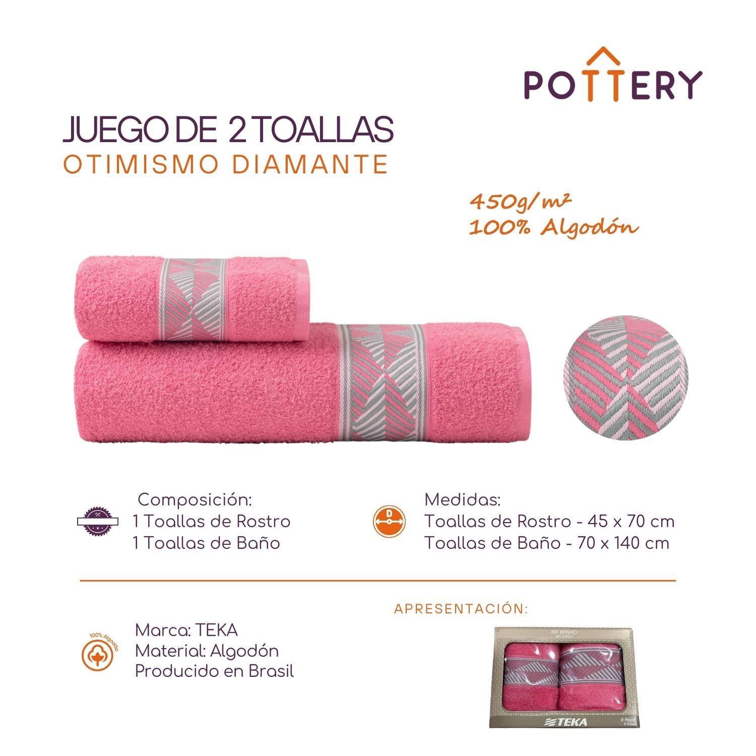 Juego de Toallas 2 Piezas DIAMANTE Otimismo - 450 g/m² - 100% Alg-2