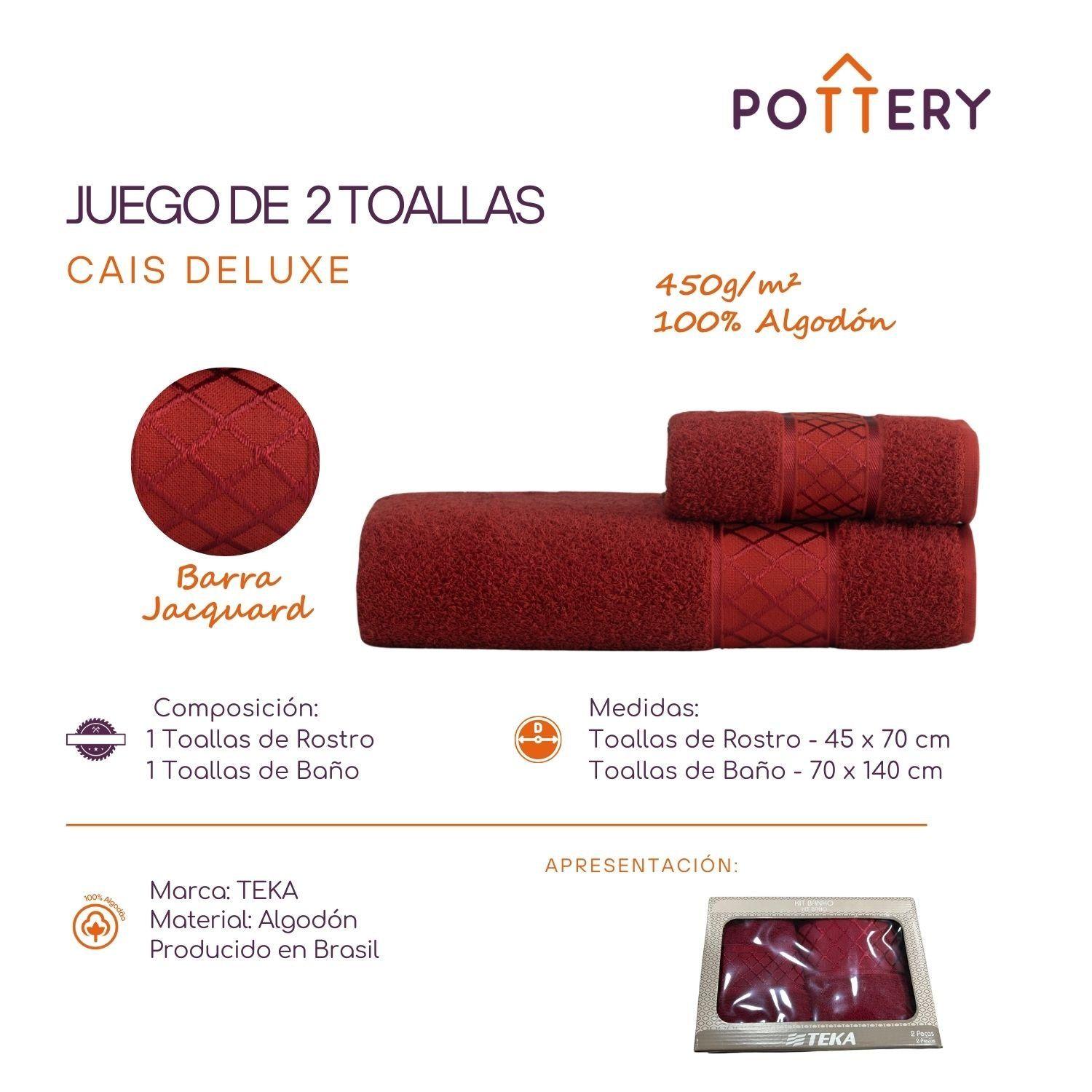 Juego de Toallas 2 Piezas DIAMANTE DELUXE Cais - 450 g/m² - 100% Alg-2