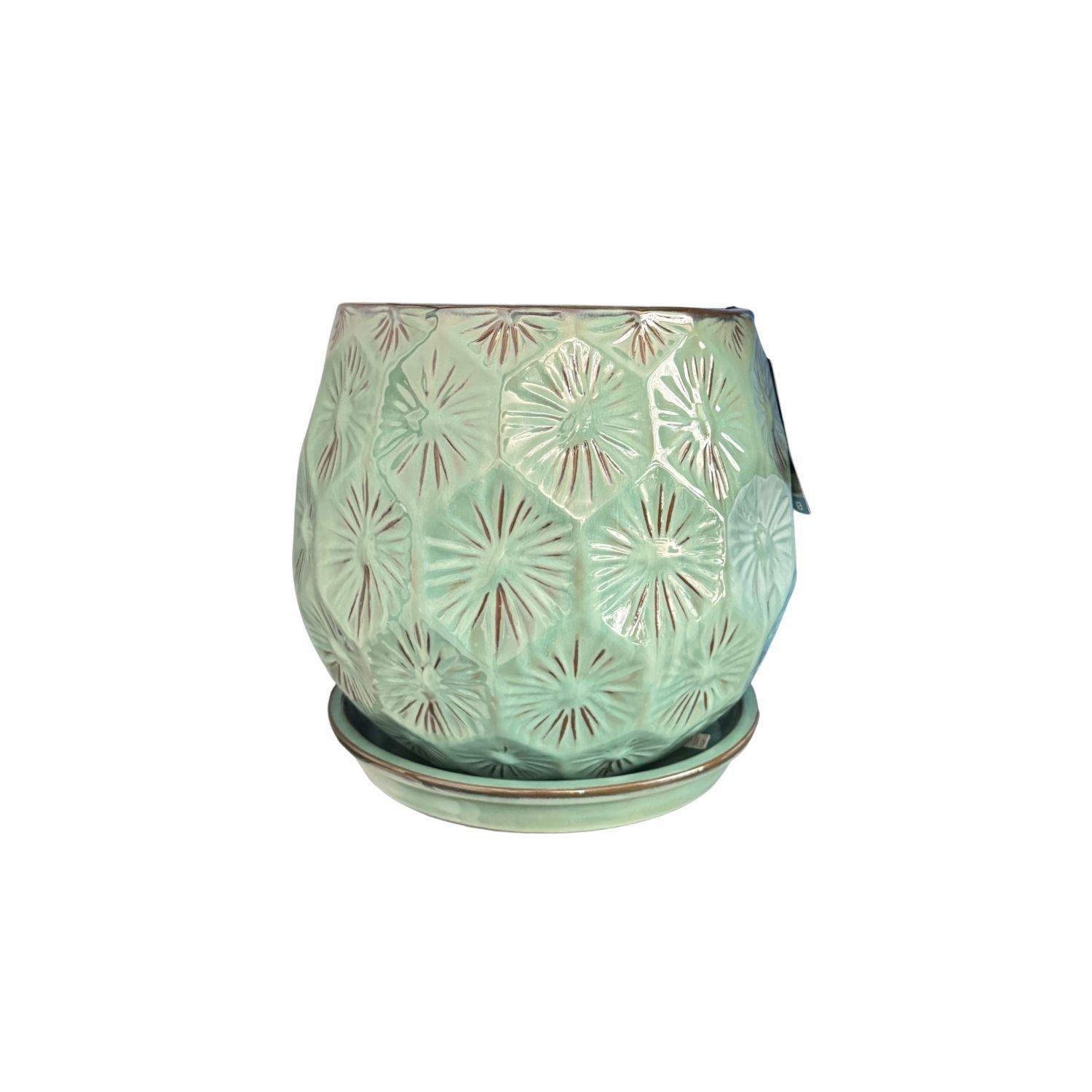 Maceta Patelle 26 Verde Musgo con plato-0