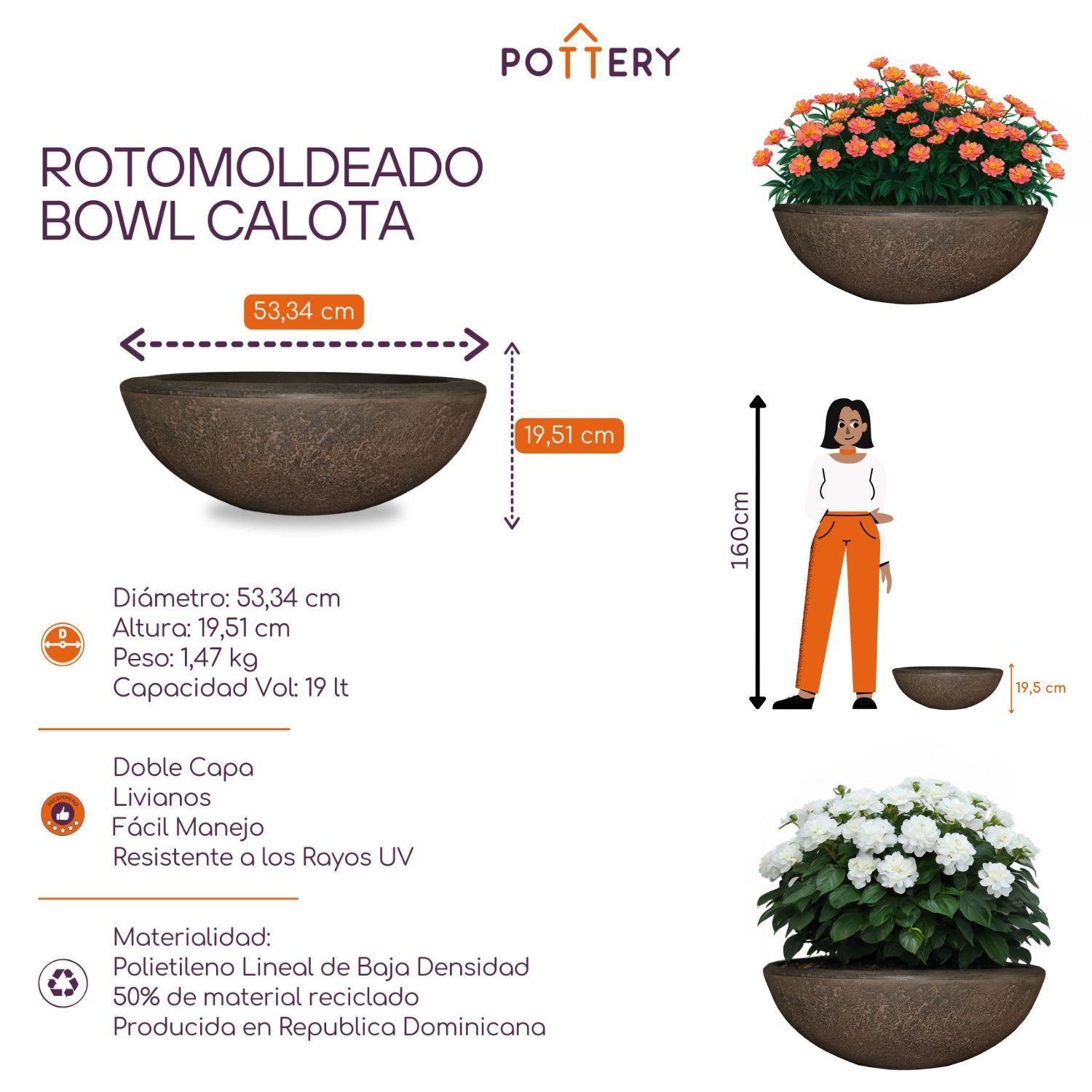 Maceta Bowl Calota 53 Cobre-3
