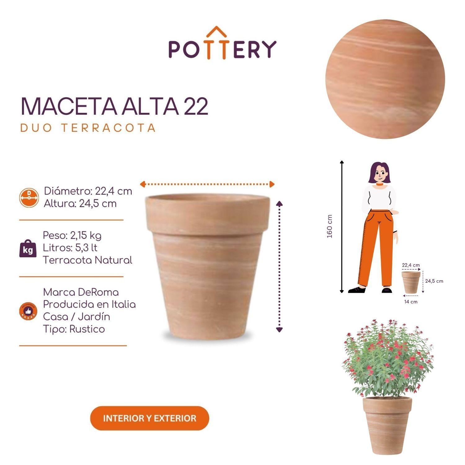 Maceta Alta 22cm TerraDuo Deroma-2